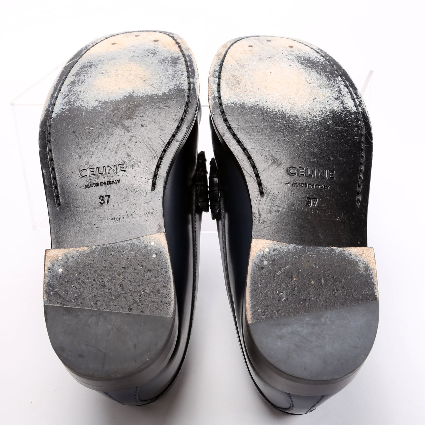 Triomphe Margaret Leather Loafers Size 37 Blue