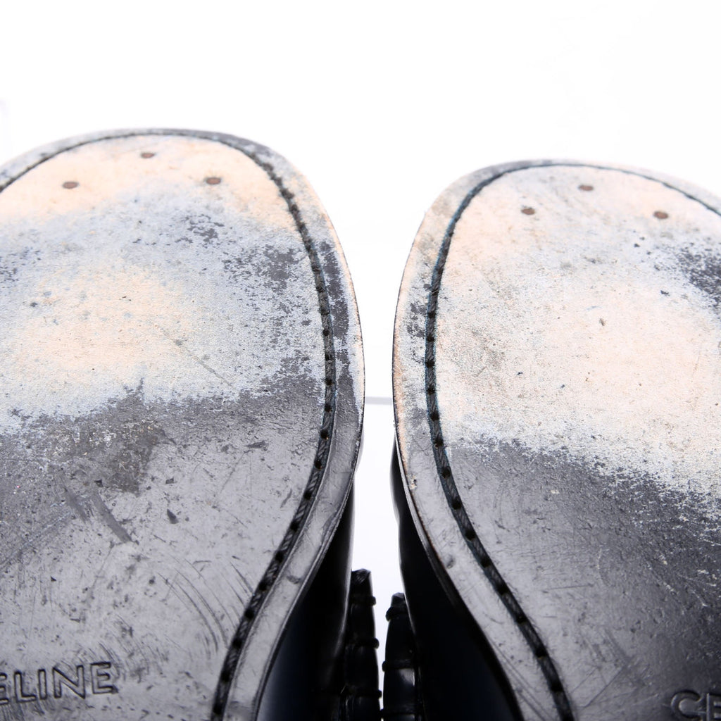 Triomphe Margaret Leather Loafers Size 37 Blue
