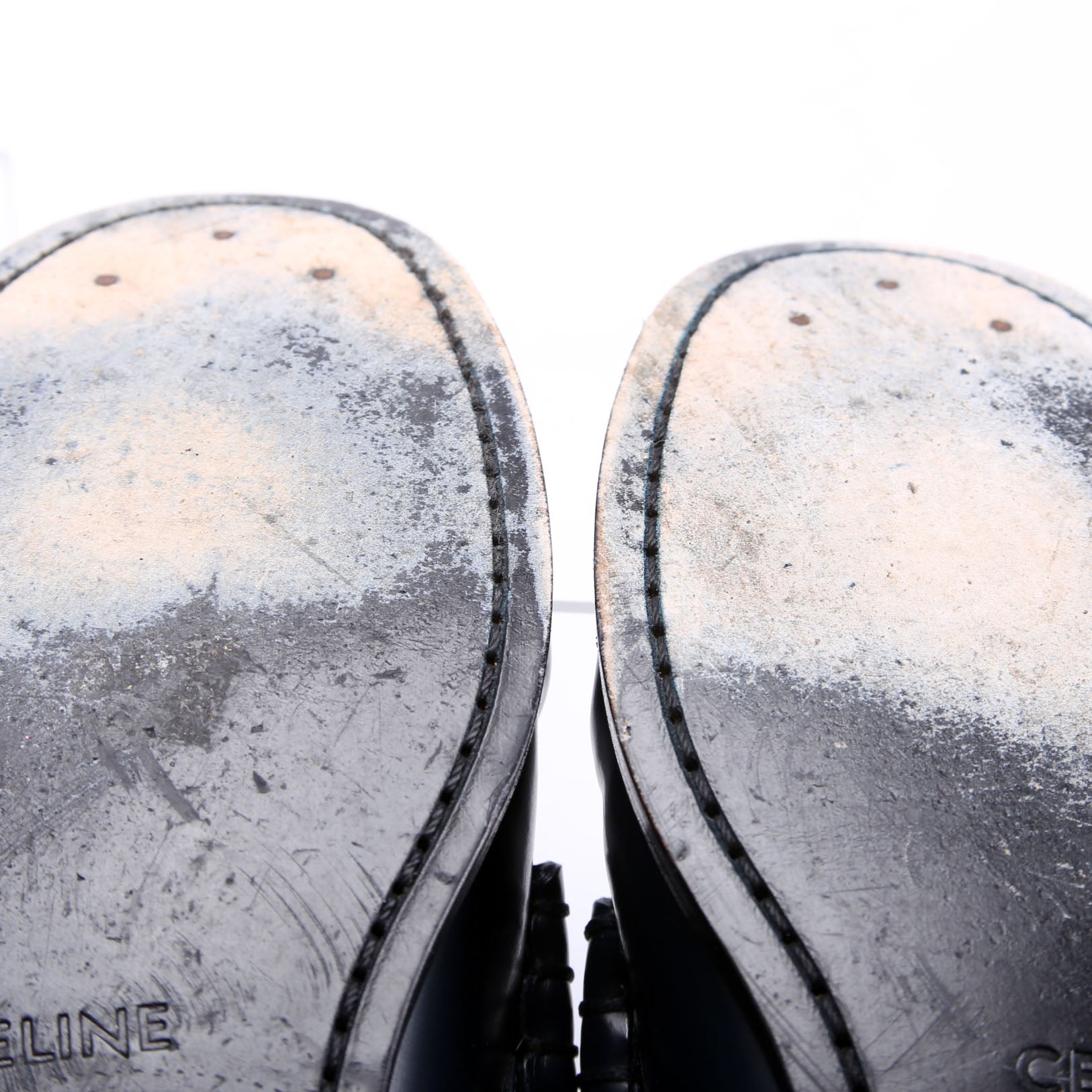 Triomphe Margaret Leather Loafers Size 37 Blue