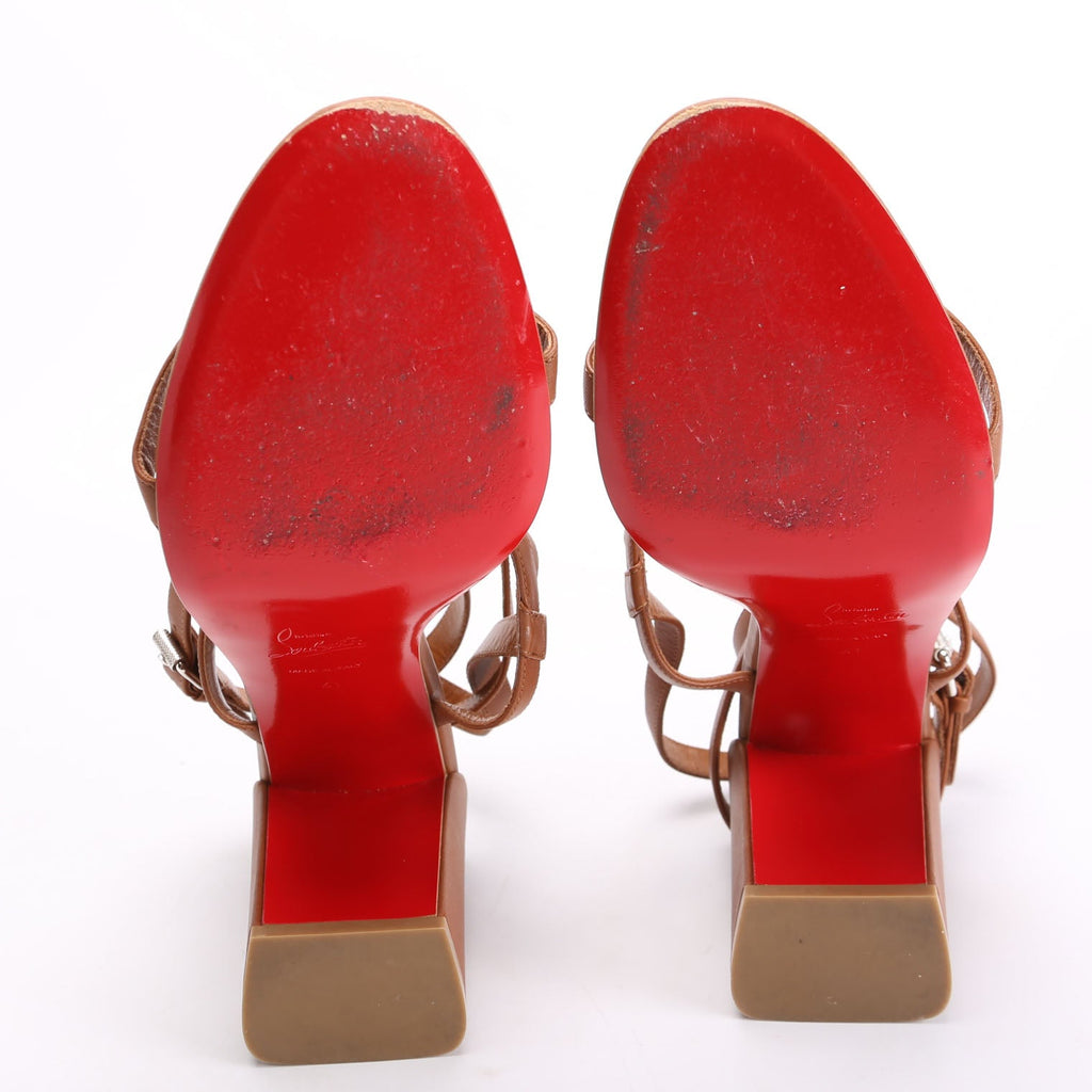 Strappy Leather Block Heels Size 41