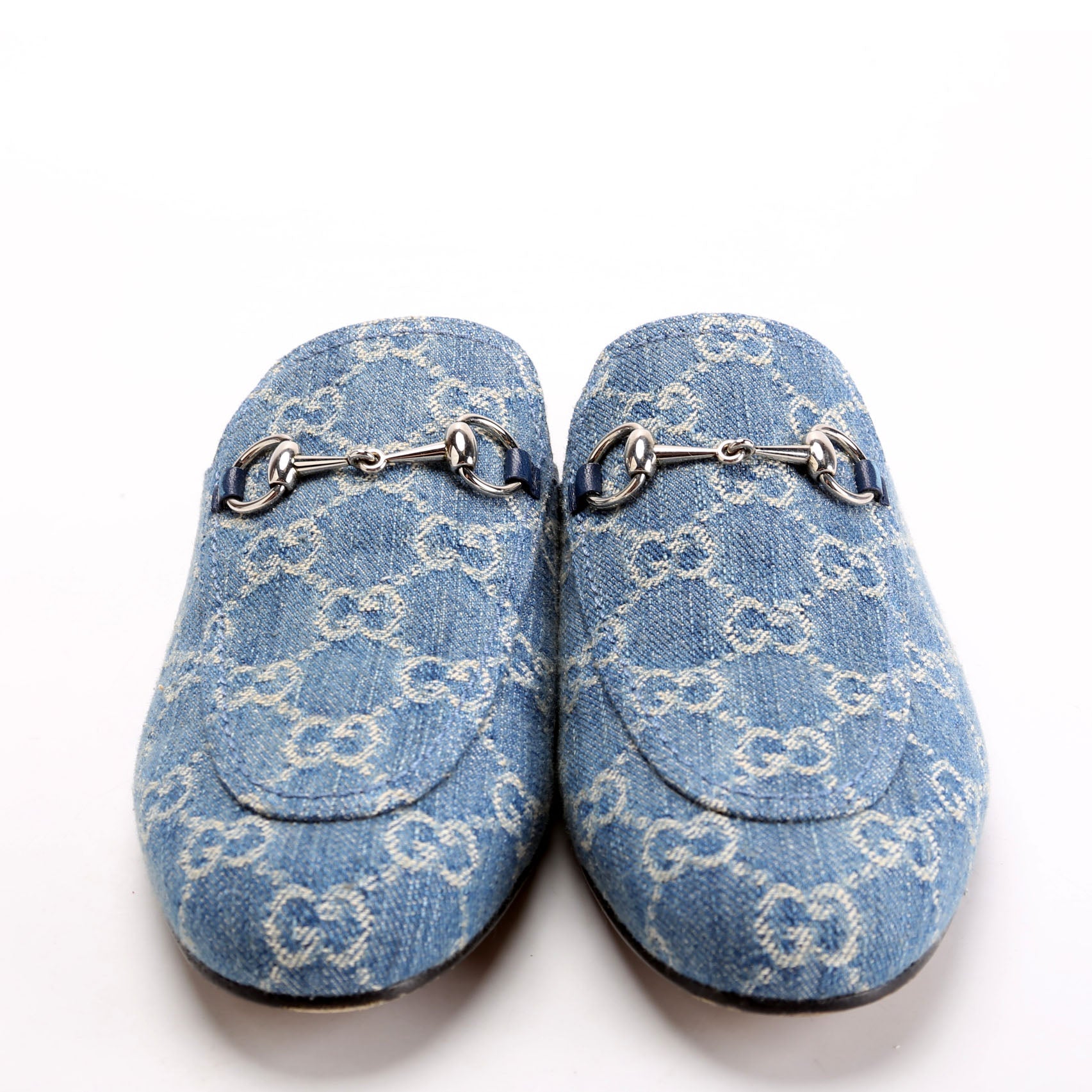 GG Denim Princetown Mules Size 38.5 Blue