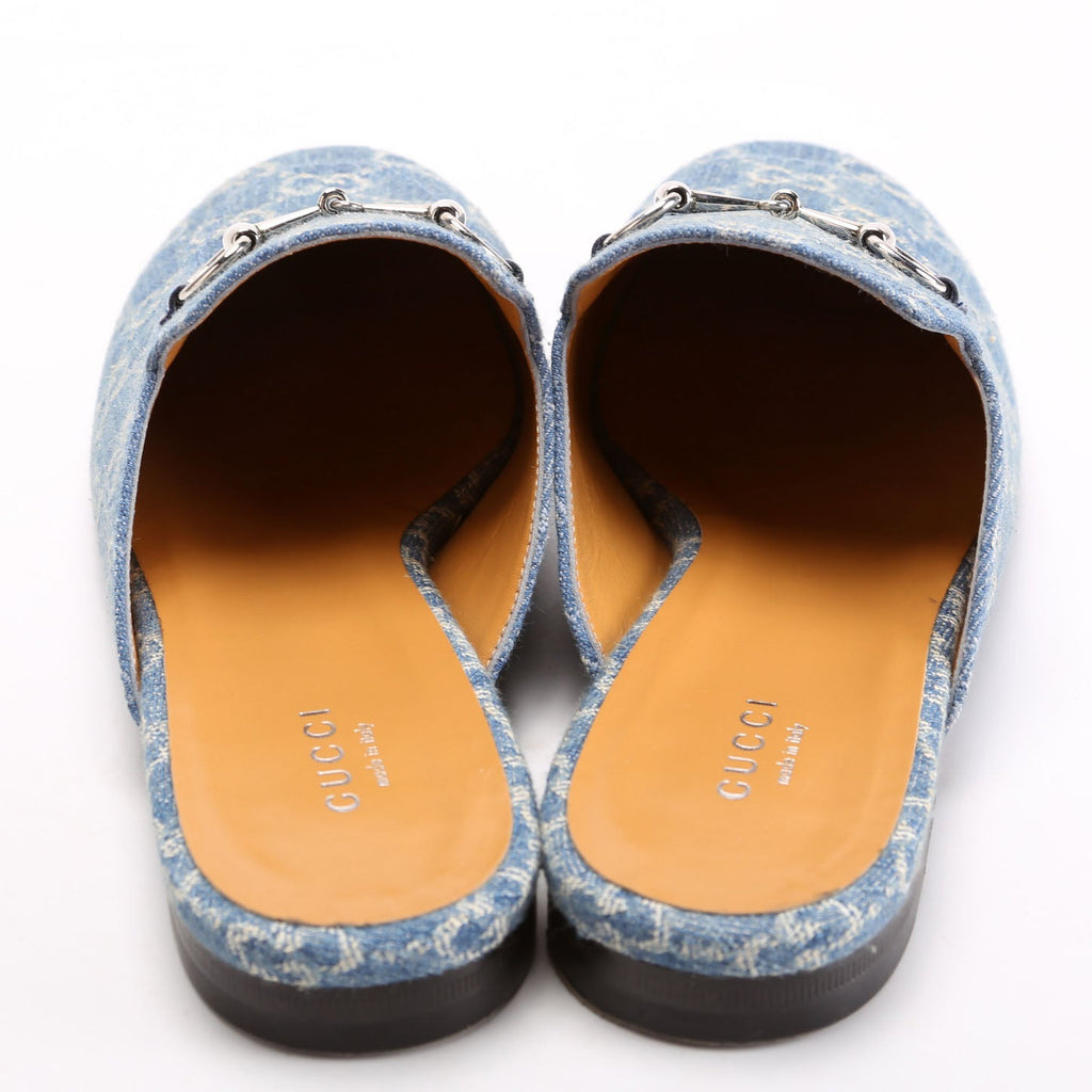 GG Denim Princetown Mules Size 38.5 Blue
