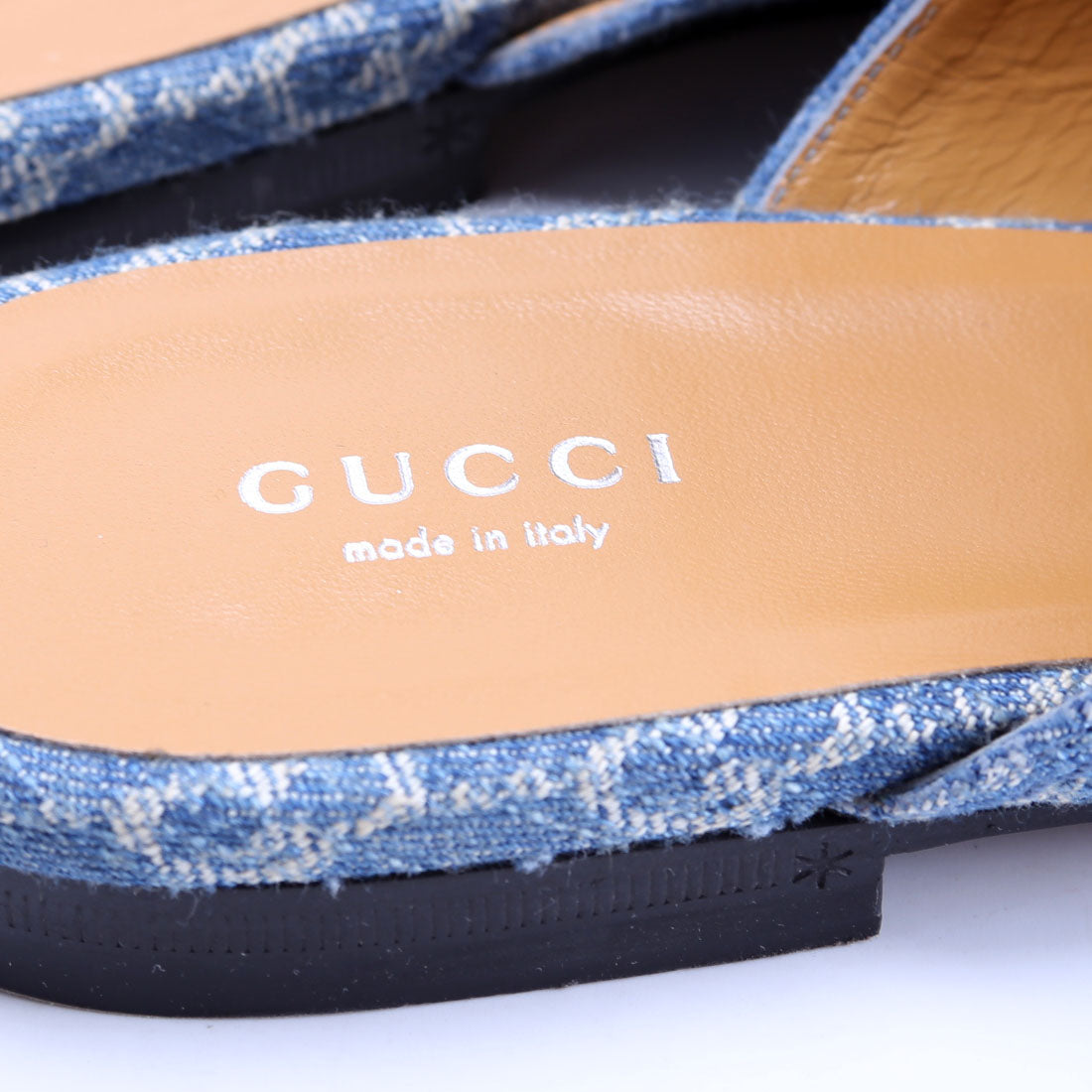 GG Denim Princetown Mules Size 38.5 Blue
