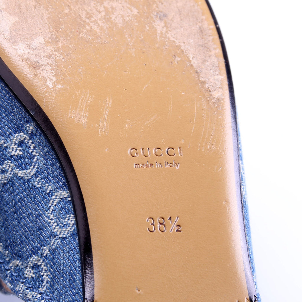 GG Denim Princetown Mules Size 38.5 Blue