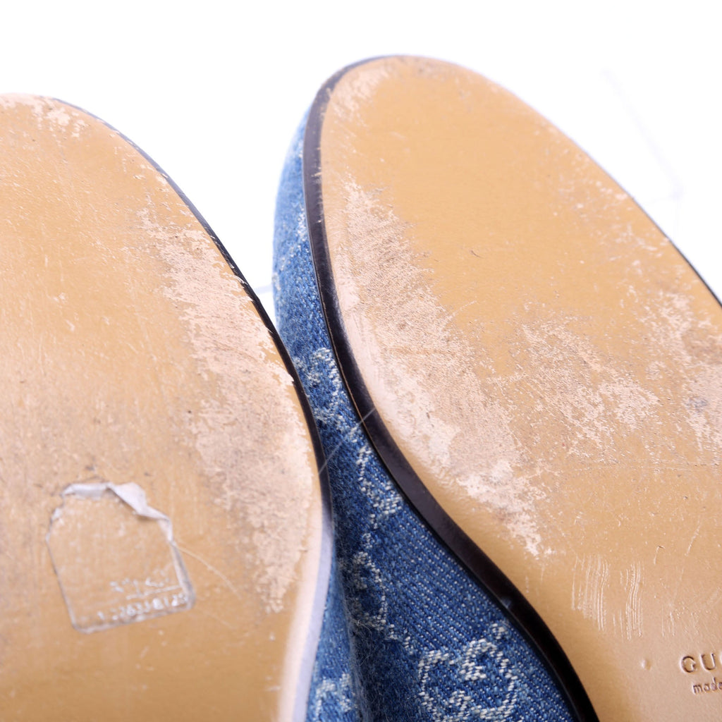 GG Denim Princetown Mules Size 38.5 Blue