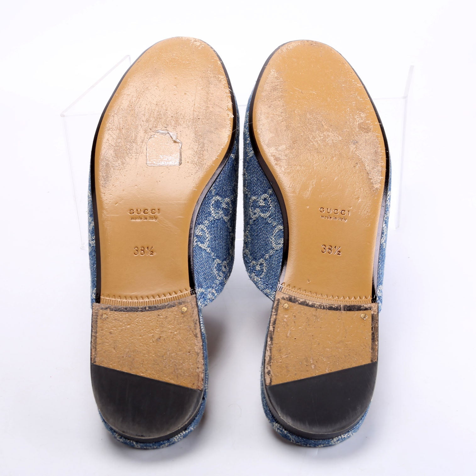 GG Denim Princetown Mules Size 38.5 Blue