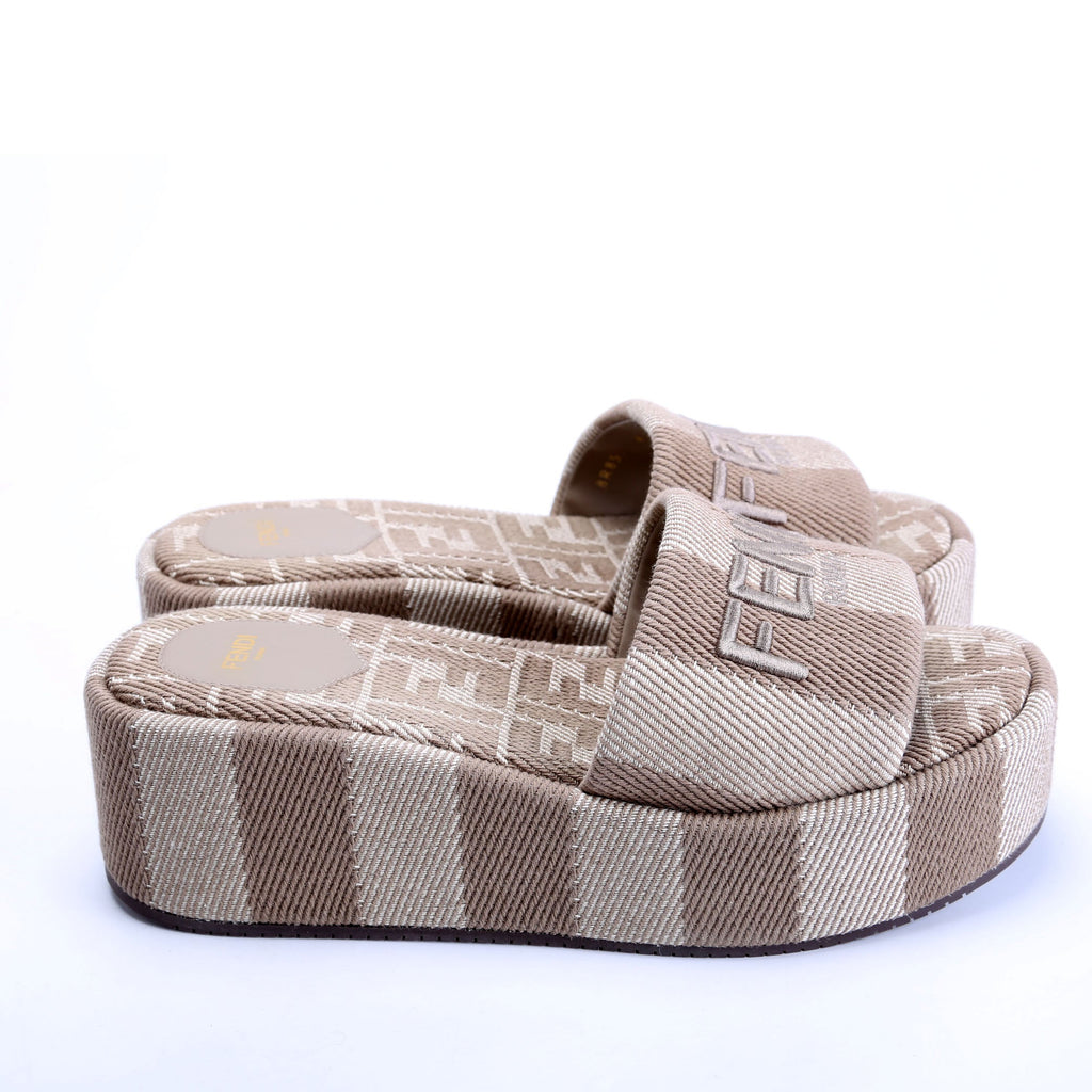 Sunshine Jacquard Logo Platform Slides Size 41
