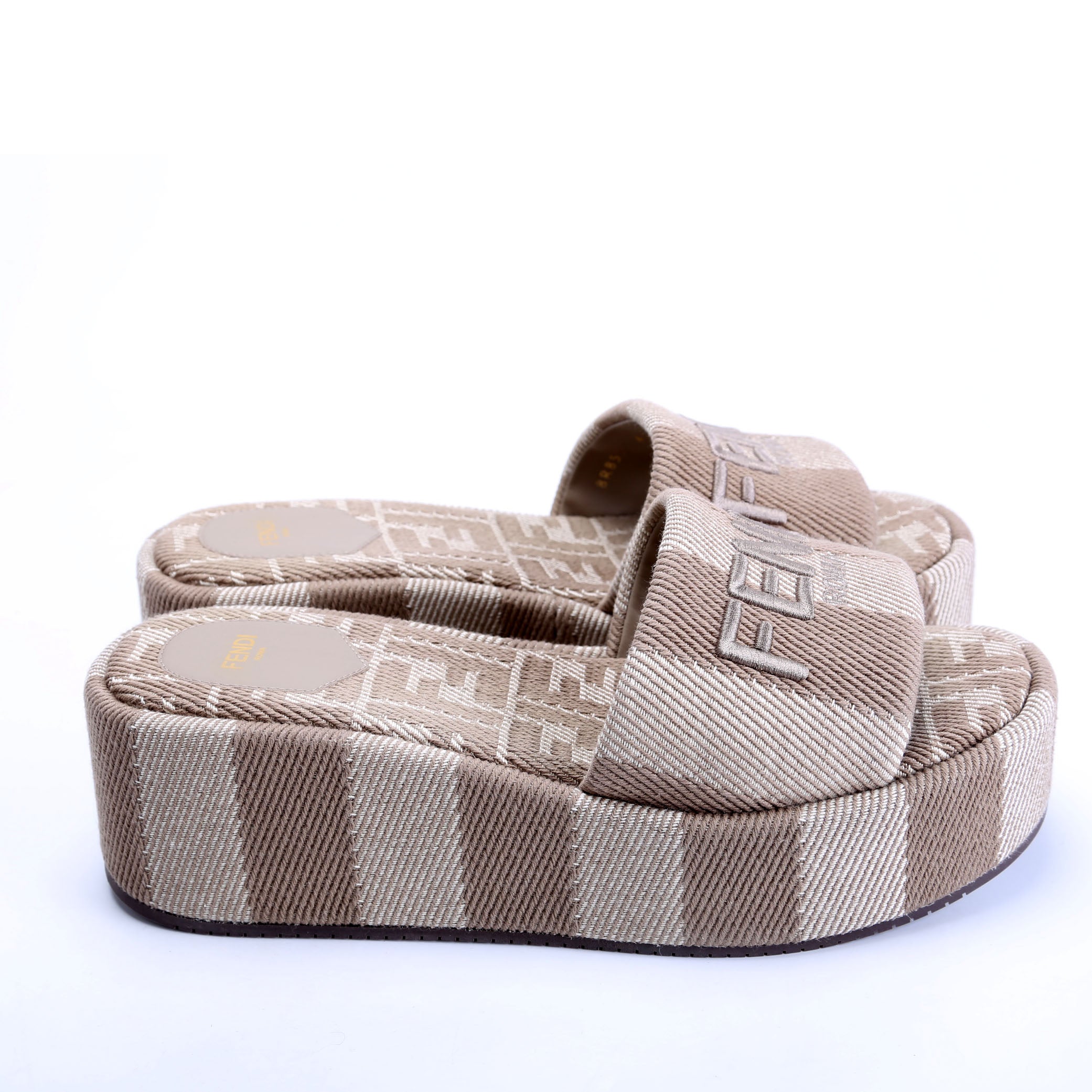 Sunshine Jacquard Logo Platform Slides Size 41