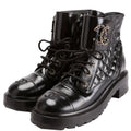Quilted CC Cap Toe Combat Boots Size 40 Black