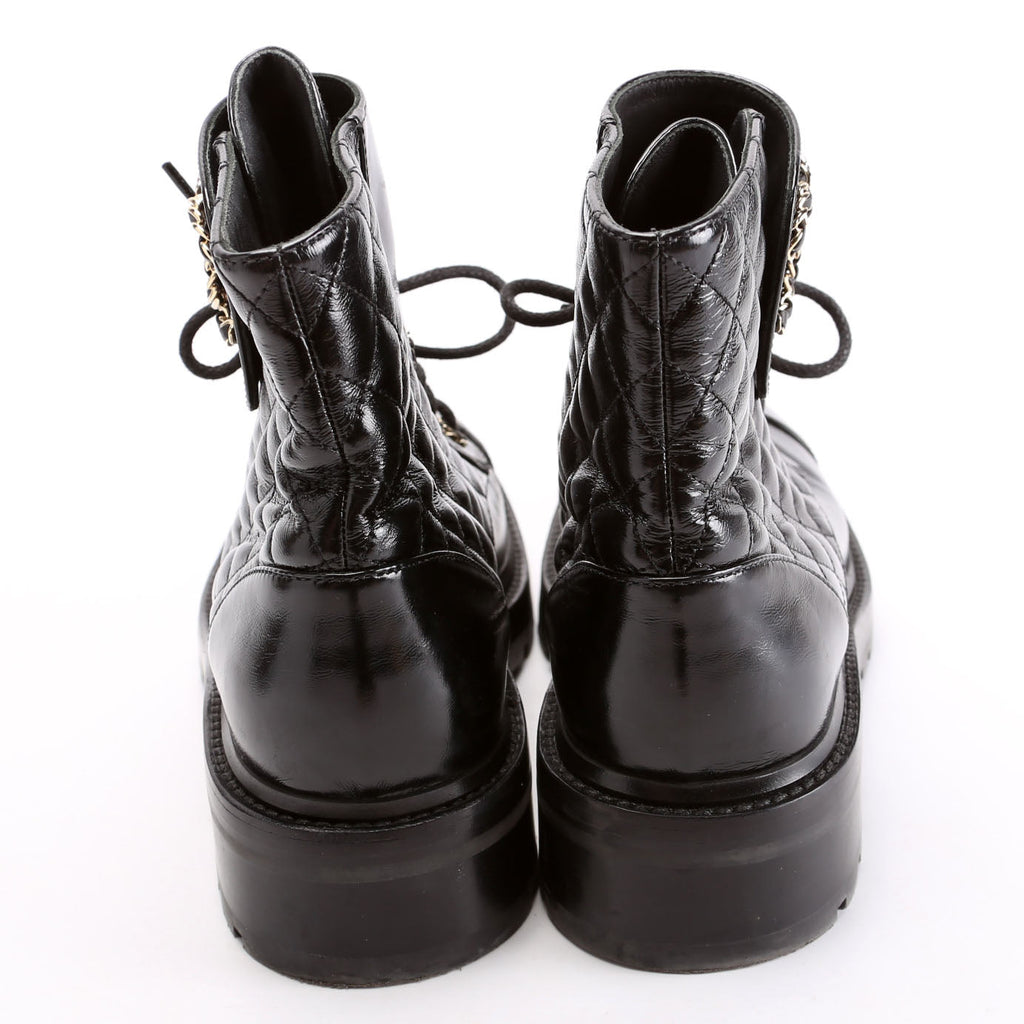 Quilted CC Cap Toe Combat Boots Size 40 Black