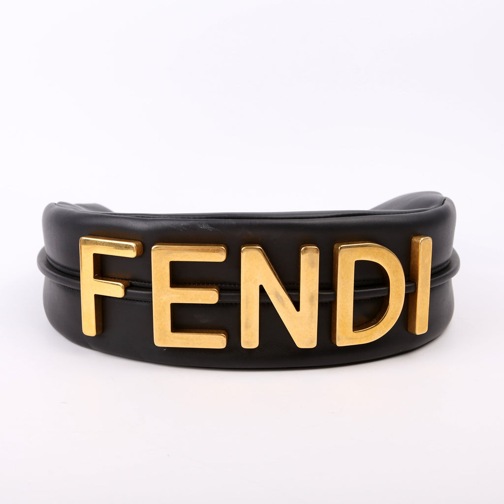 Fendigraphy Small Leather Hobo Black