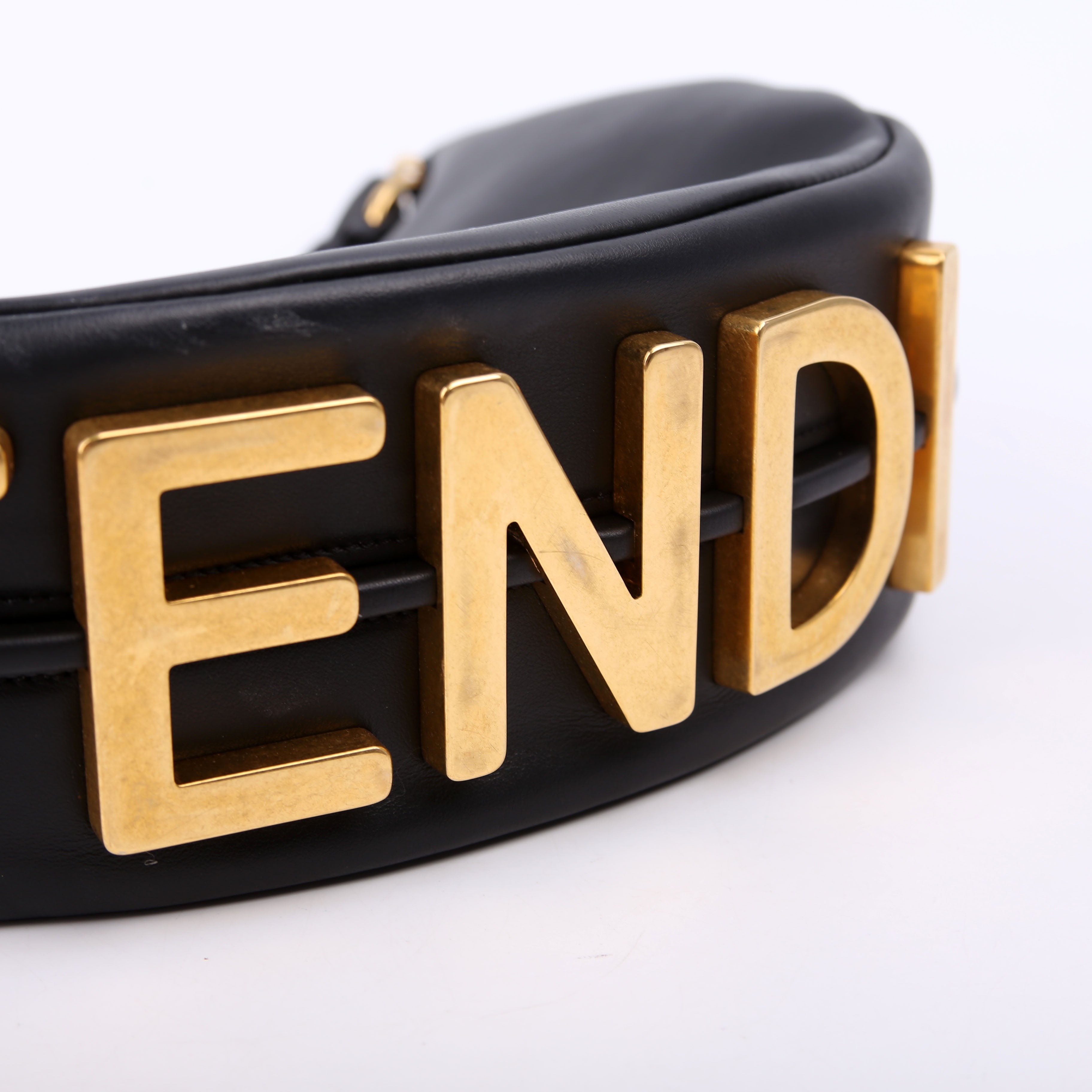 Fendigraphy Small Leather Hobo Black
