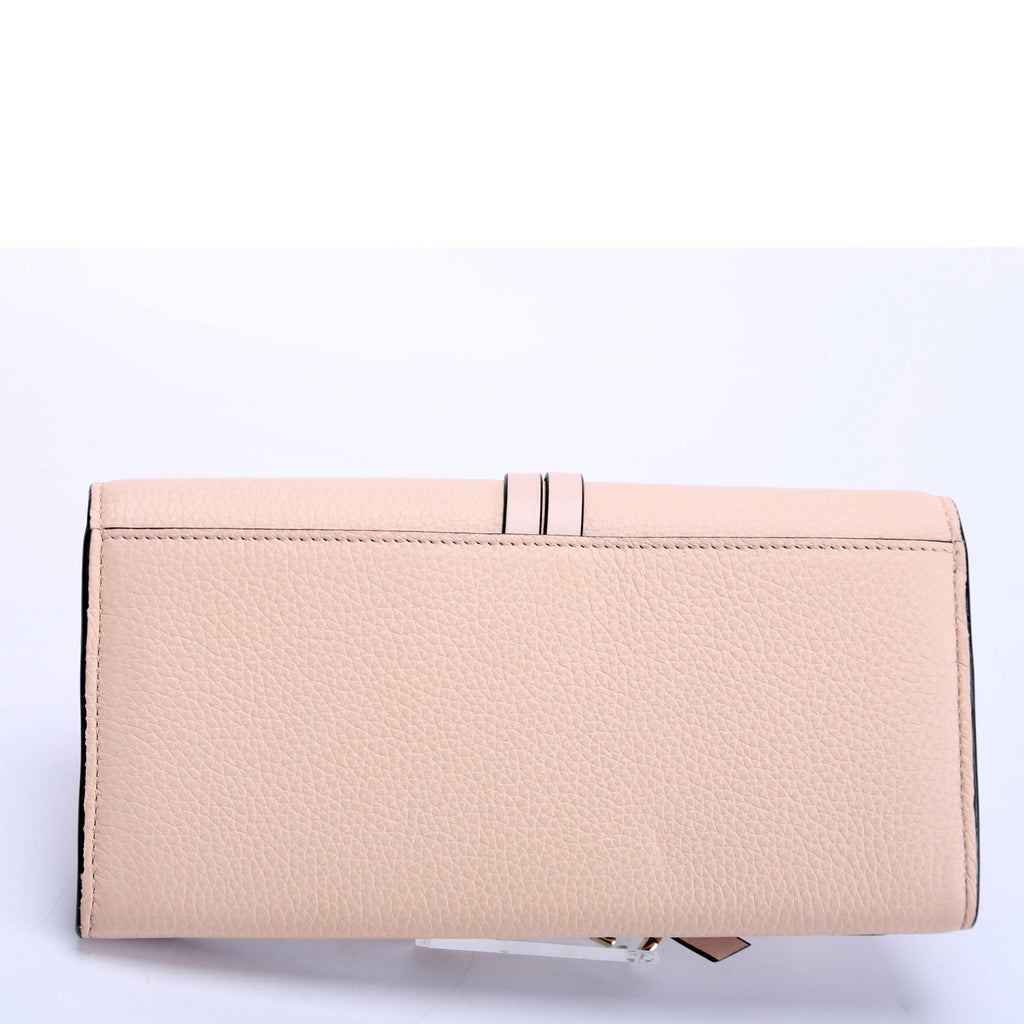 Alphabet Grain Leather Long Wallet Beige