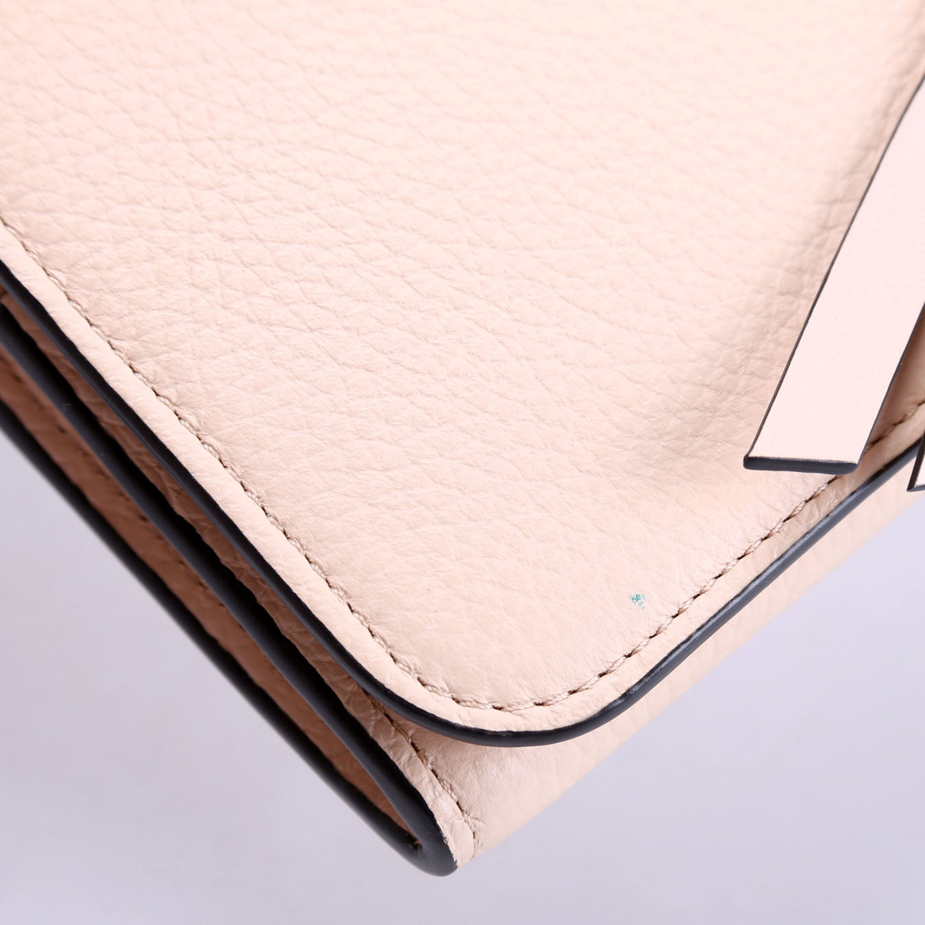 Alphabet Grain Leather Long Wallet Beige