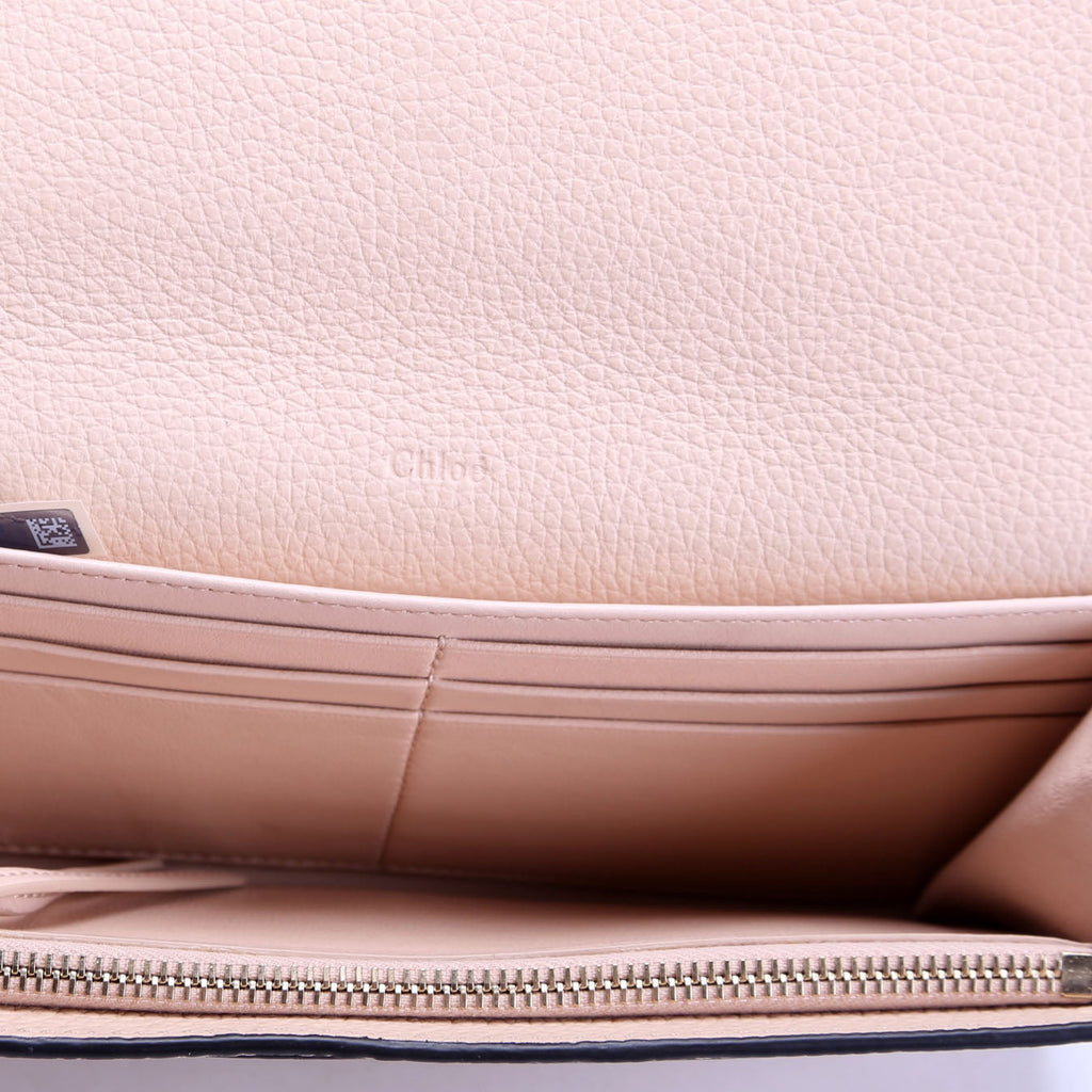 Alphabet Grain Leather Long Wallet Beige