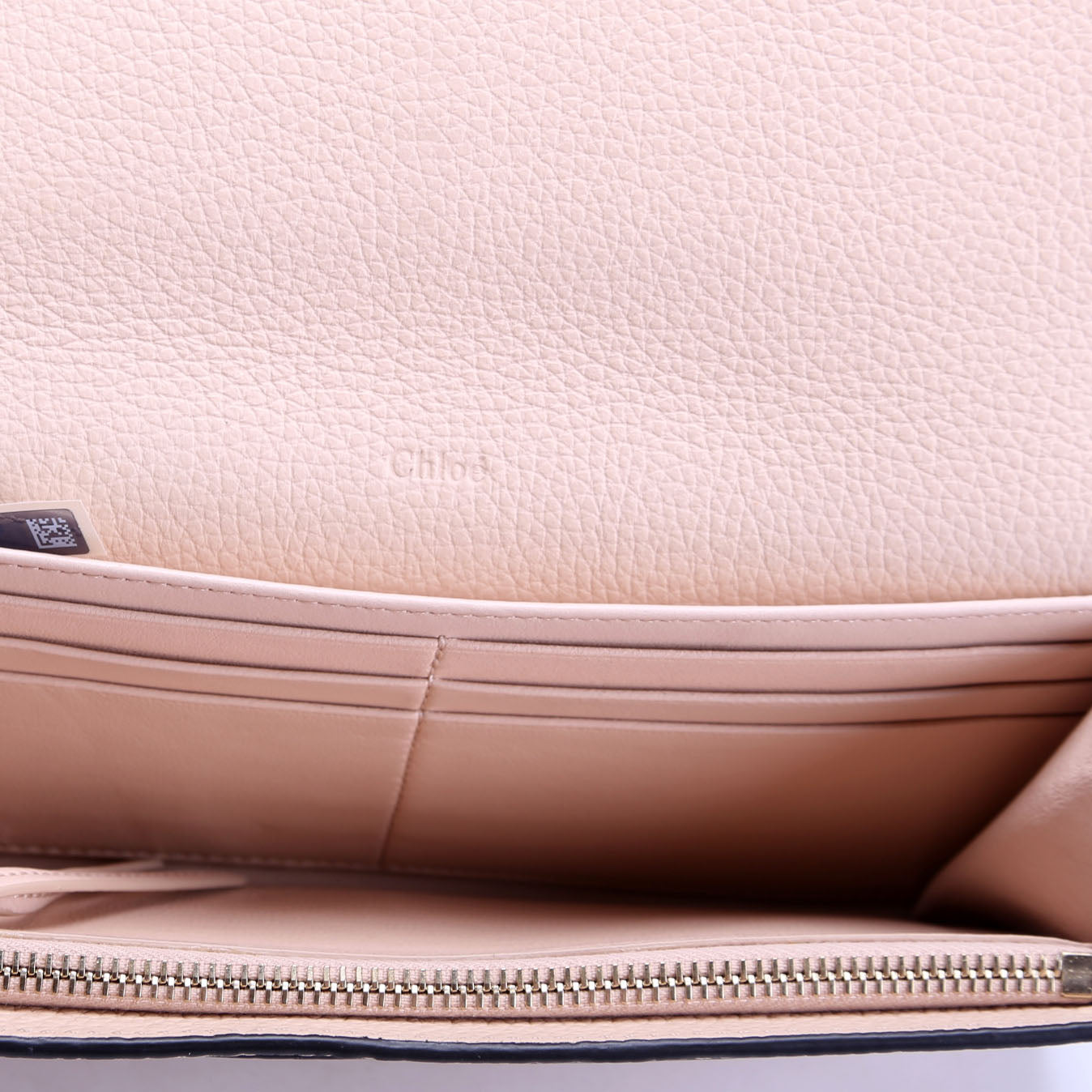 Alphabet Grain Leather Long Wallet Beige