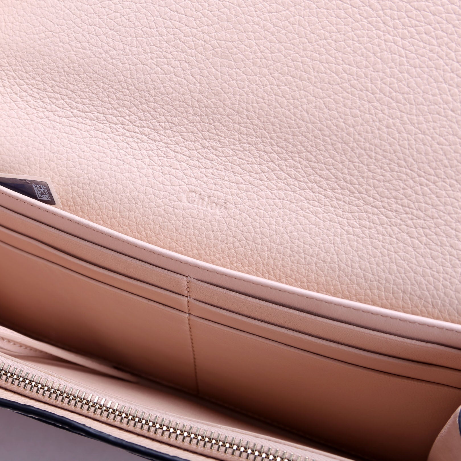 Alphabet Grain Leather Long Wallet Beige