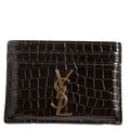 Card Holder Crocodile Embossed Patent 370778 Black