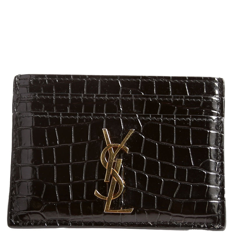 Card Holder Crocodile Embossed Patent 370778 Black