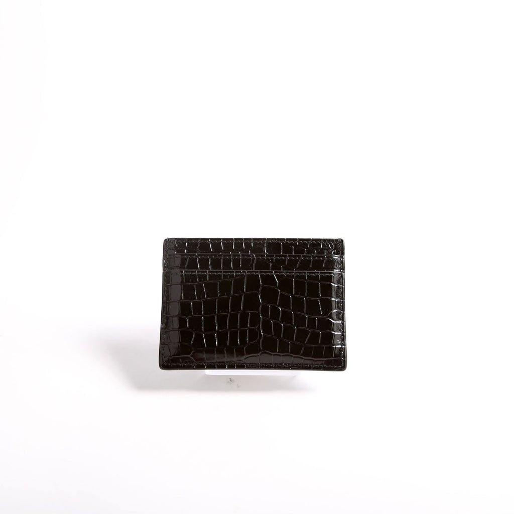 Card Holder Crocodile Embossed Patent 370778 Black