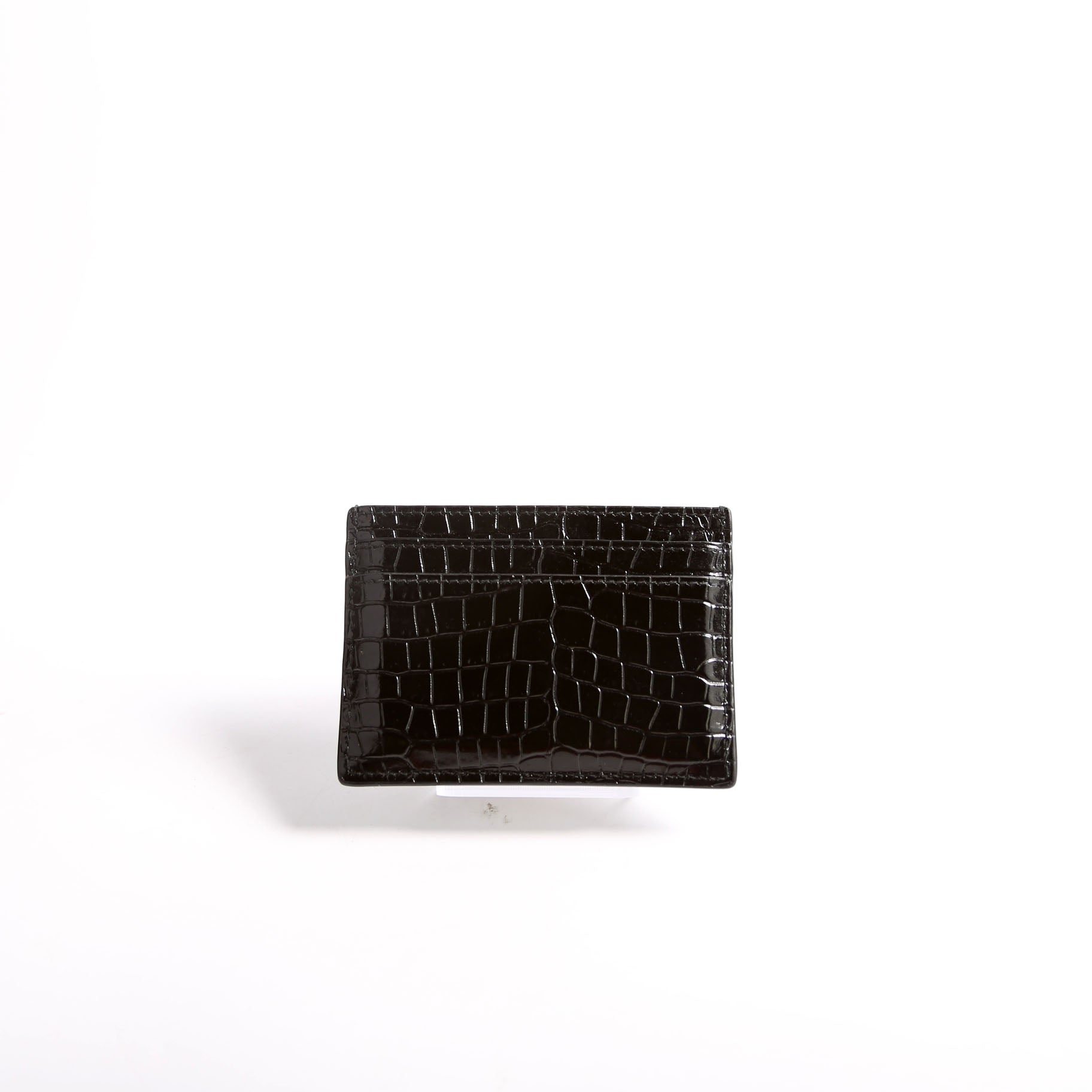 Card Holder Crocodile Embossed Patent 370778 Black
