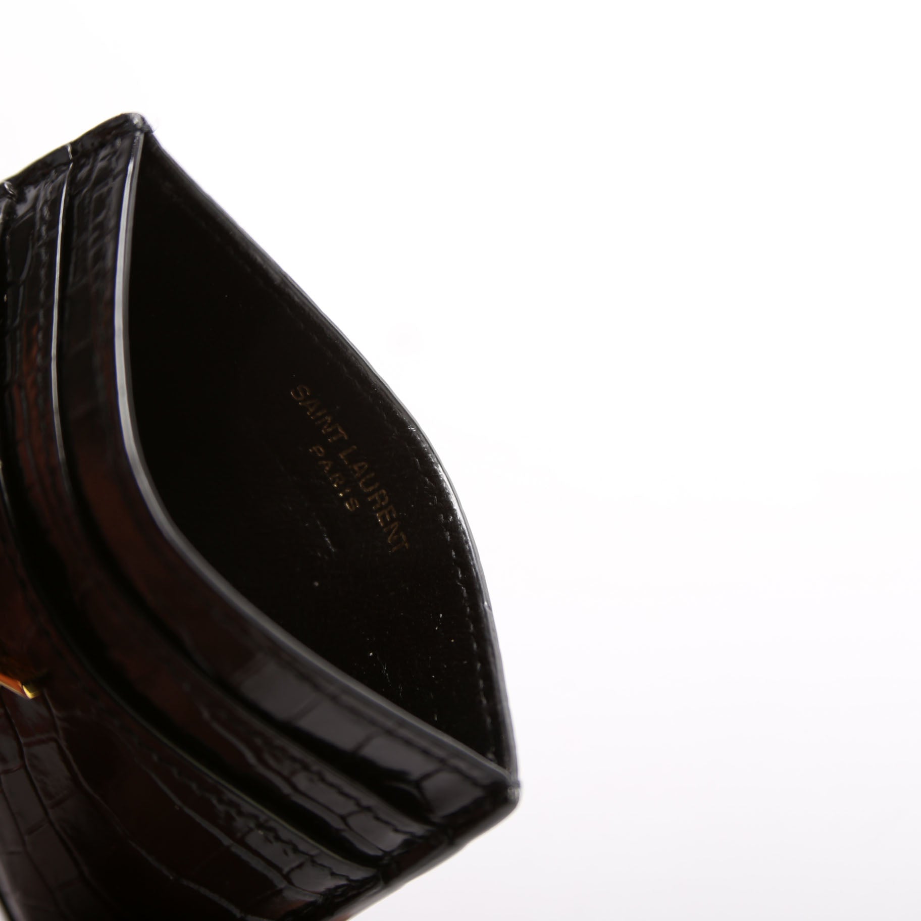 Card Holder Crocodile Embossed Patent 370778 Black