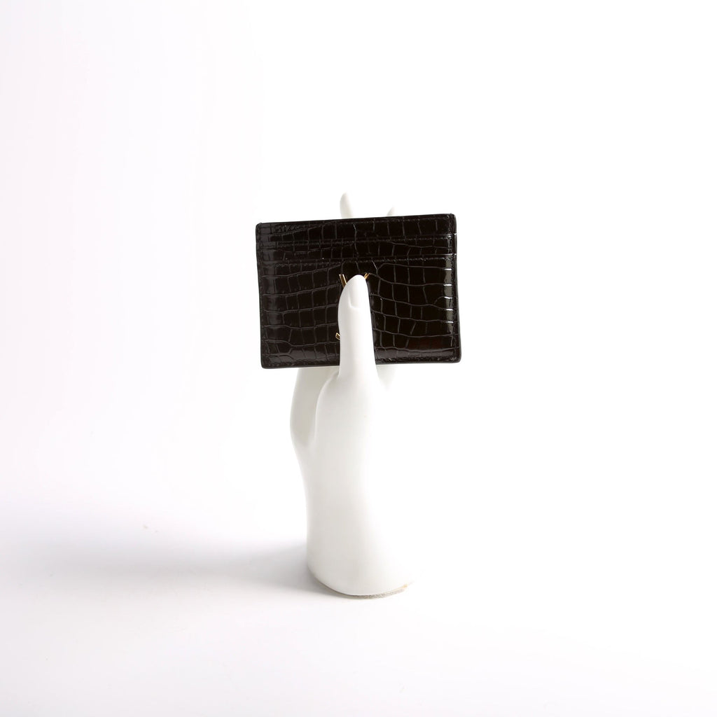Card Holder Crocodile Embossed Patent 370778 Black