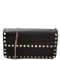 Rockstud Flap Wallet On Chain Black