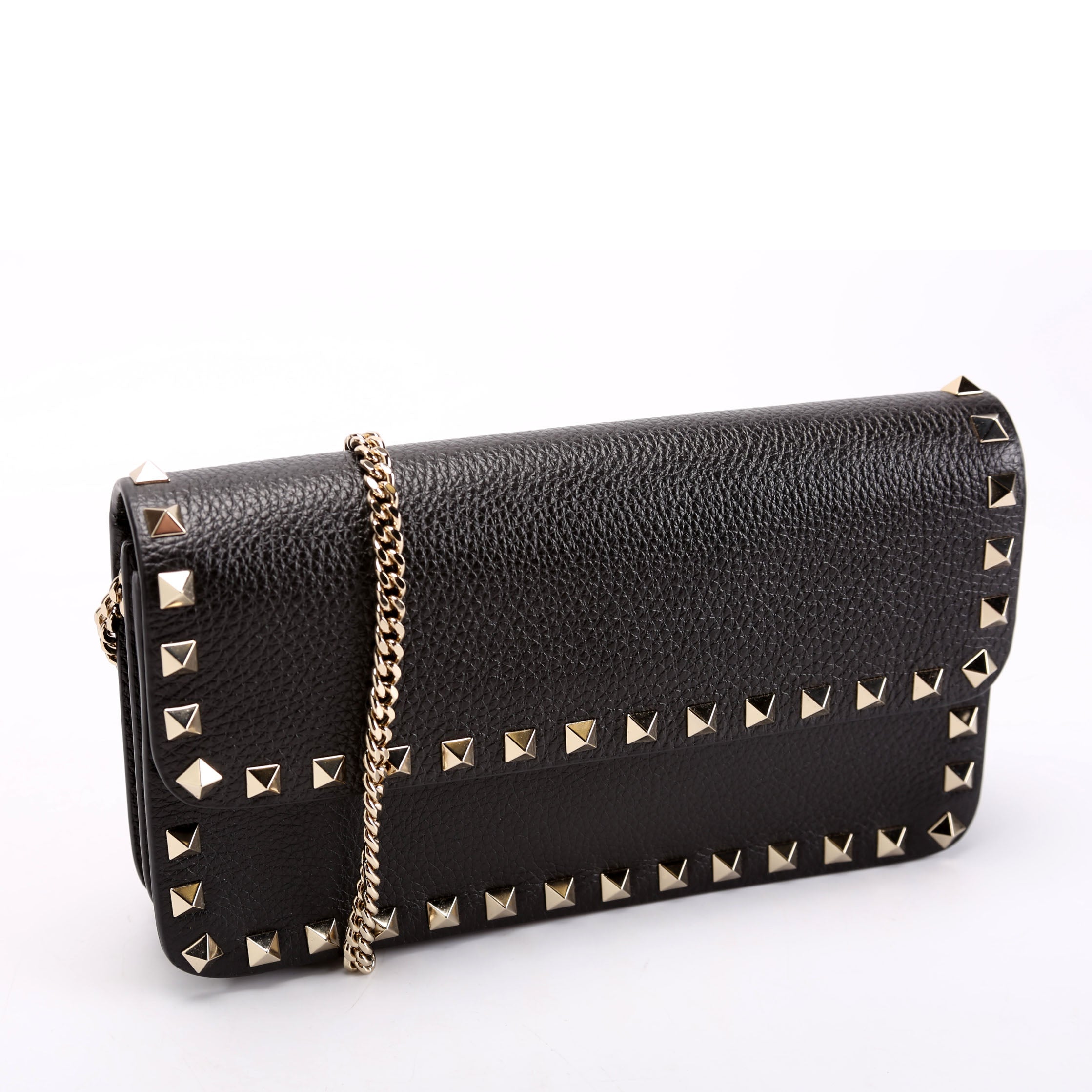 Rockstud Flap Wallet On Chain Black