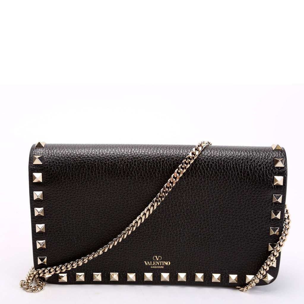Rockstud Flap Wallet On Chain Black
