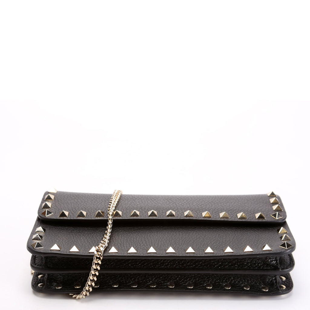 Rockstud Flap Wallet On Chain Black
