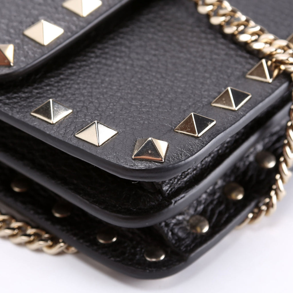 Rockstud Flap Wallet On Chain Black