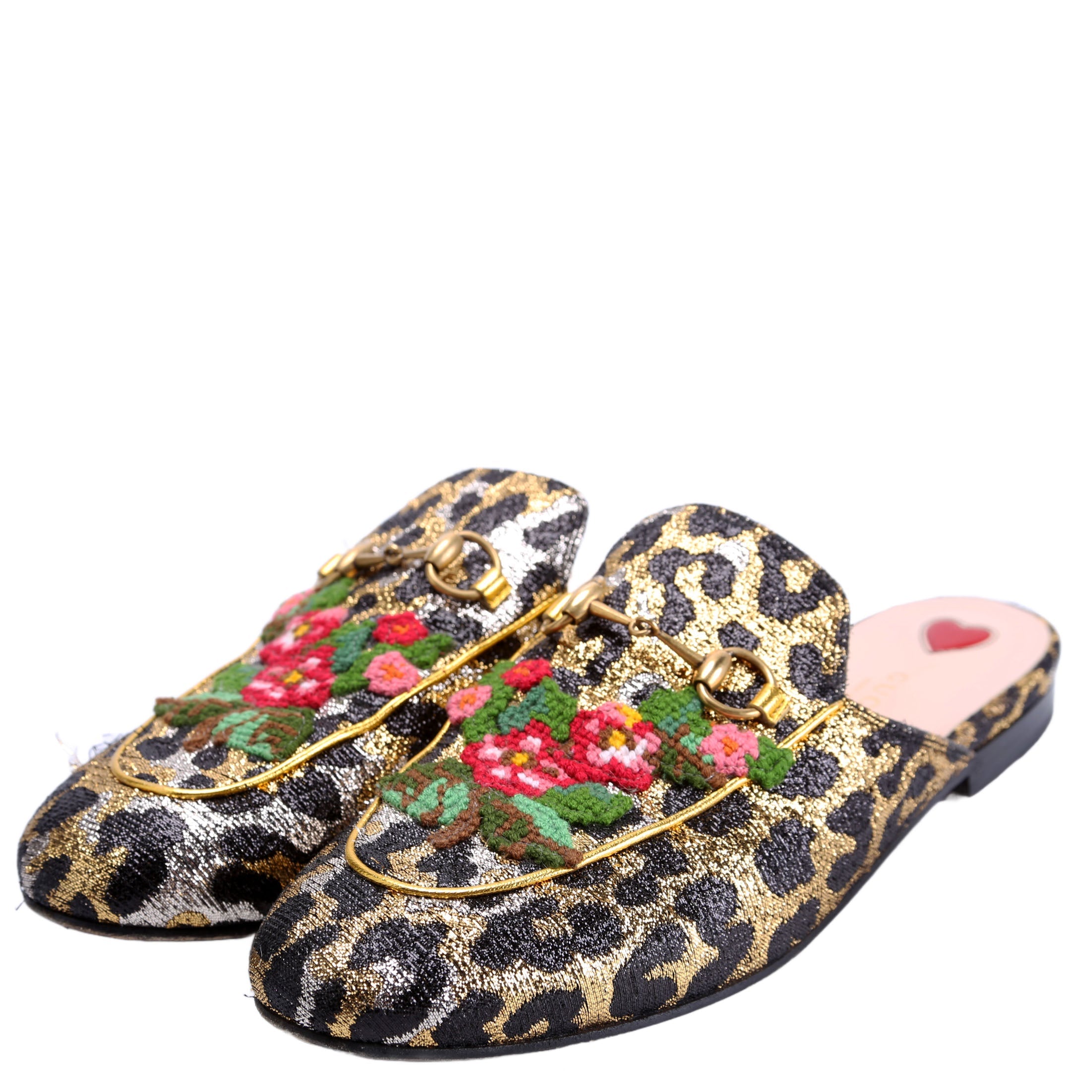 Leopard Embroidered Princetown Mules Size 38.5