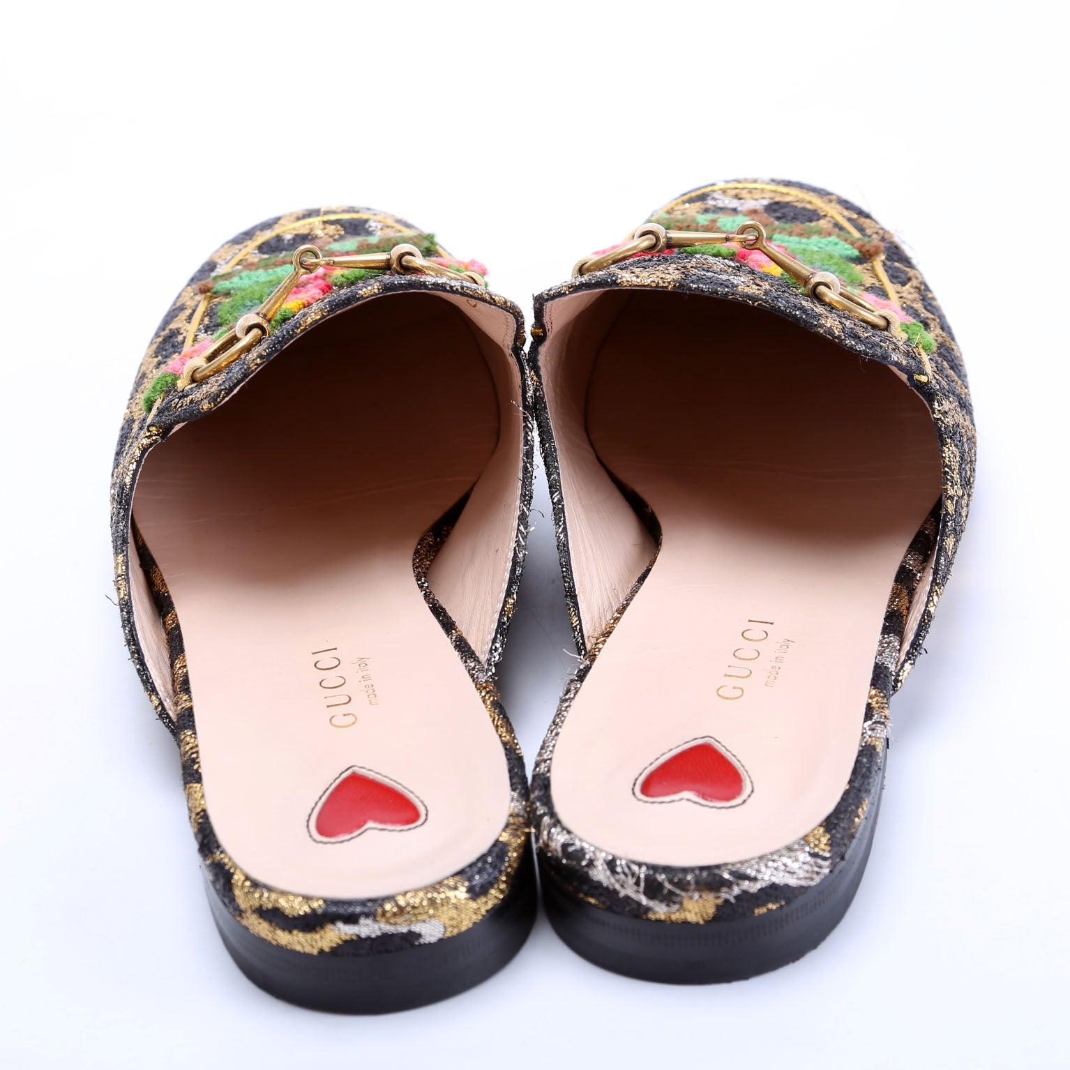 Leopard Embroidered Princetown Mules Size 38.5