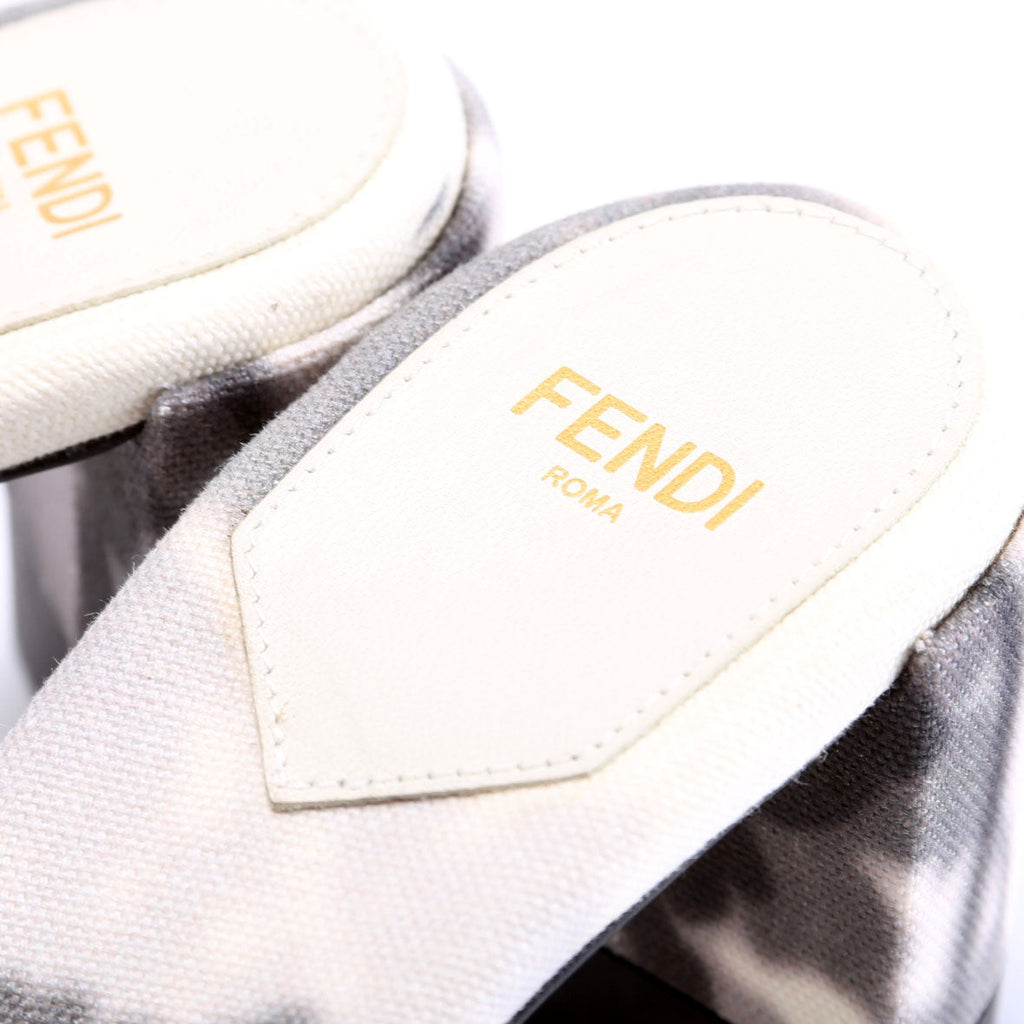 Roma Floral Logo Canvas Mules Size 38 Black/White