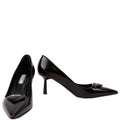 Logo Plaque Pointy Toe Pumps Size 37 Black
