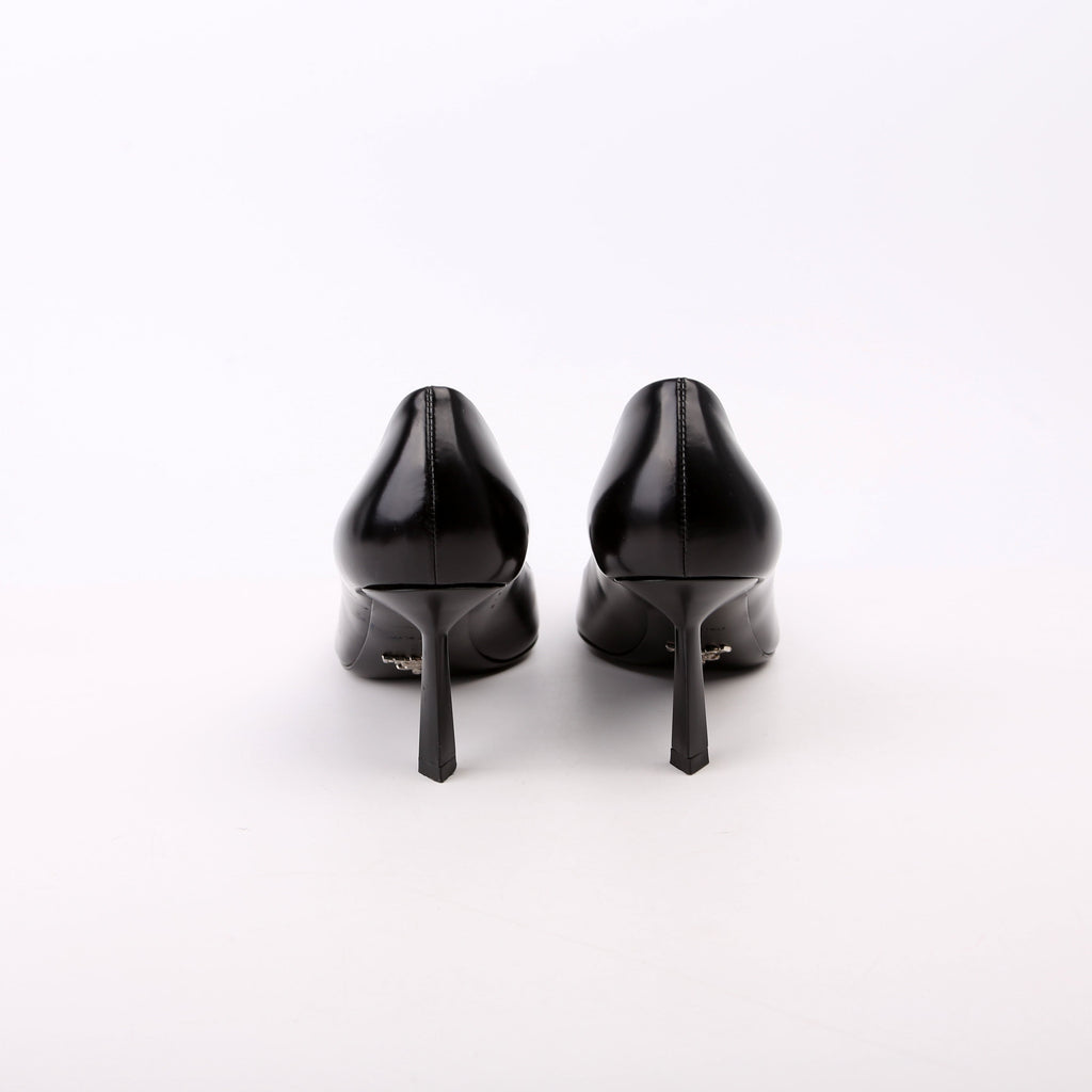 Logo Plaque Pointy Toe Pumps Size 37 Black