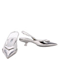 Pointy Toe Slingback Metallic Pumps Size 36.5 Silver