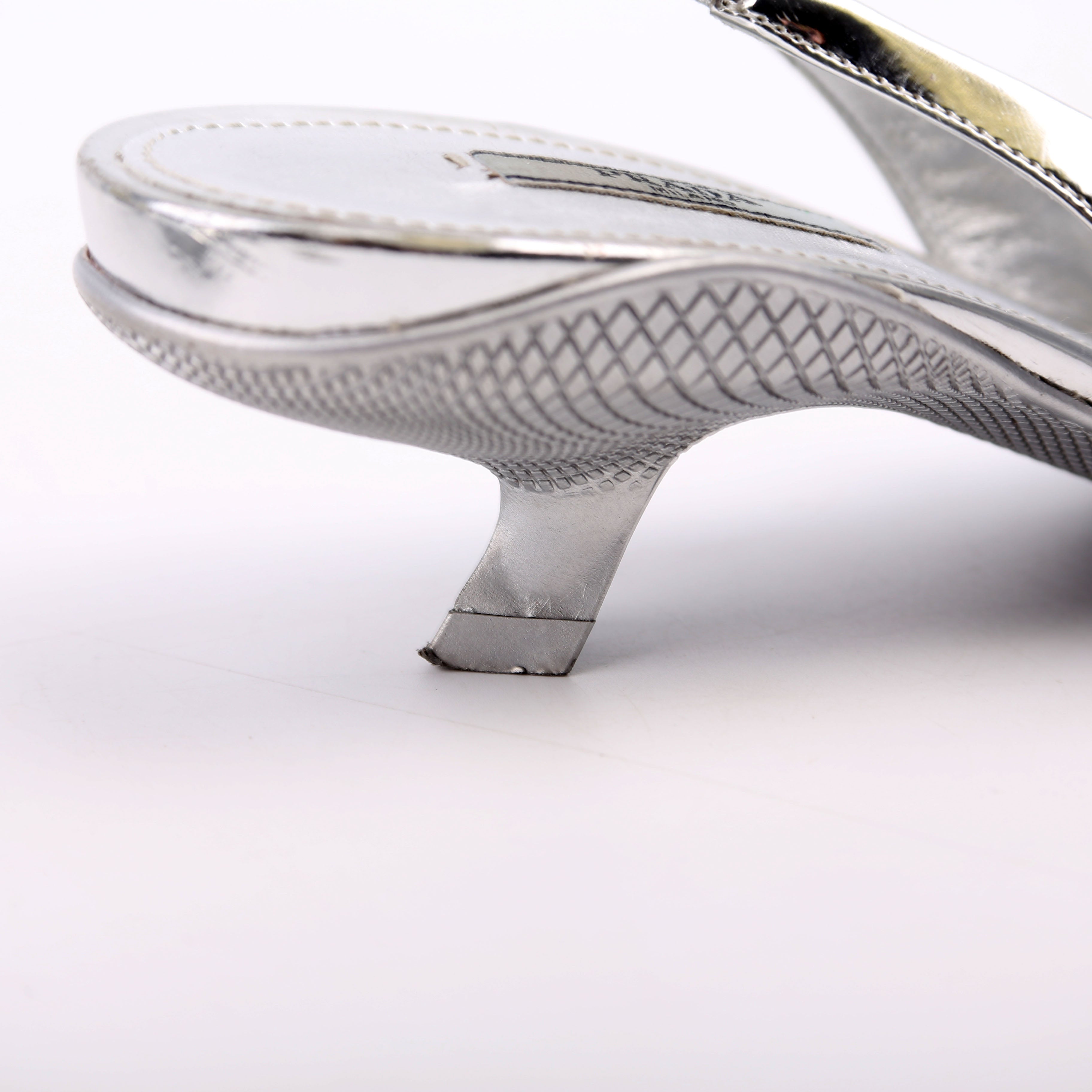 Pointy Toe Slingback Metallic Pumps Size 36.5 Silver