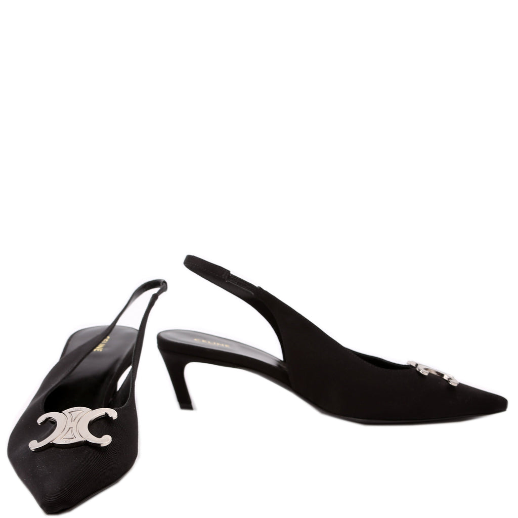 Triomphe Slingback Kitten Heels Size 36.5 Black