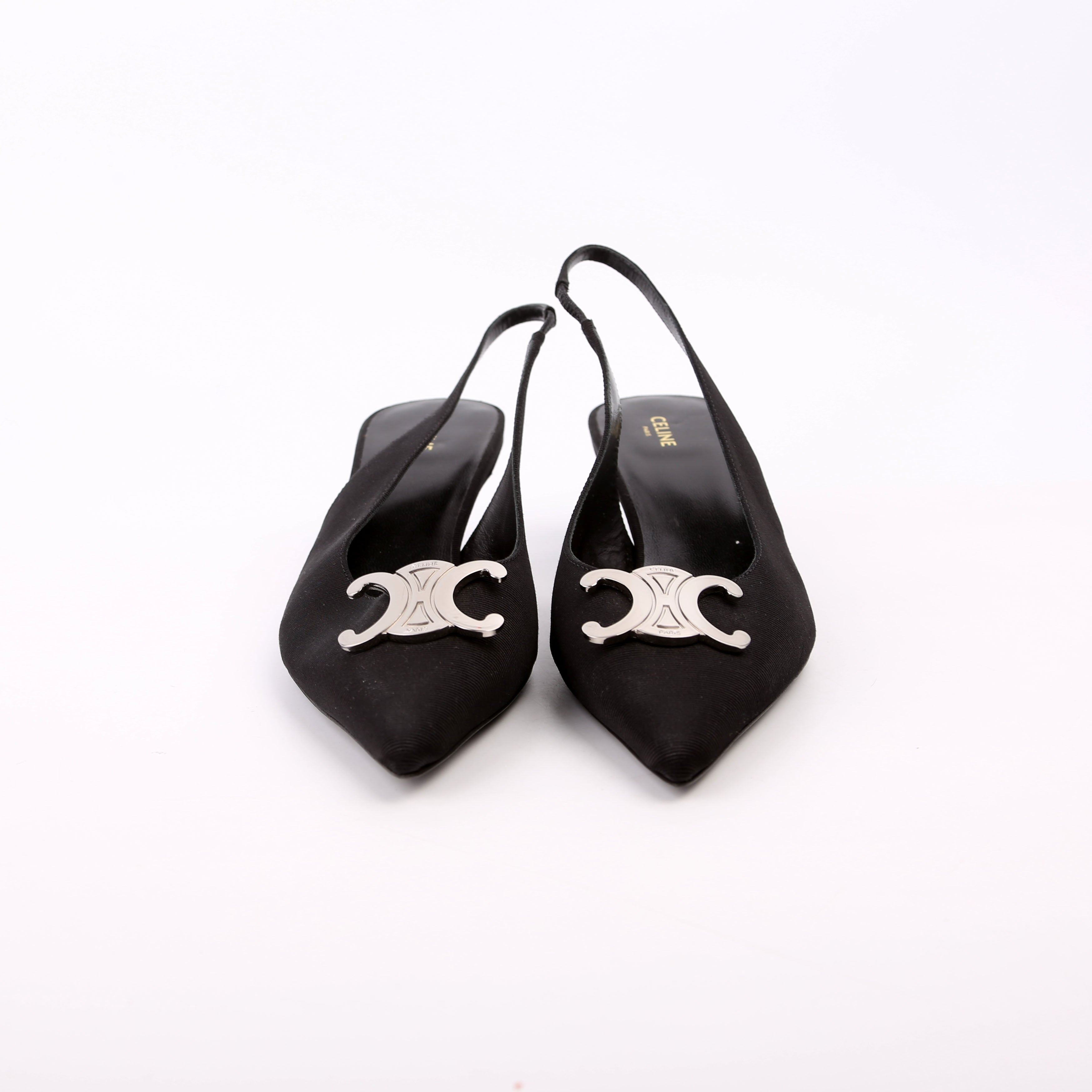 Triomphe Slingback Kitten Heels Size 36.5 Black