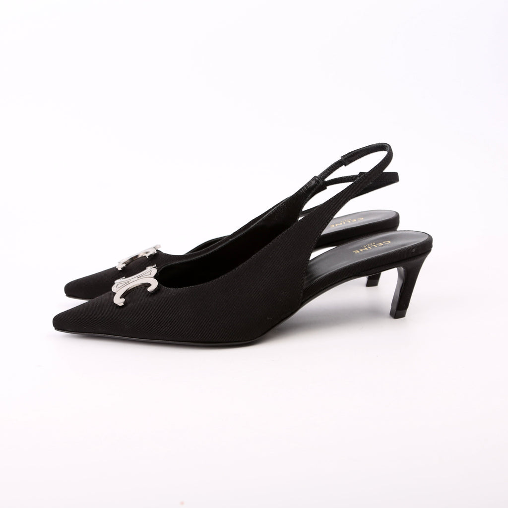Triomphe Slingback Kitten Heels Size 36.5 Black