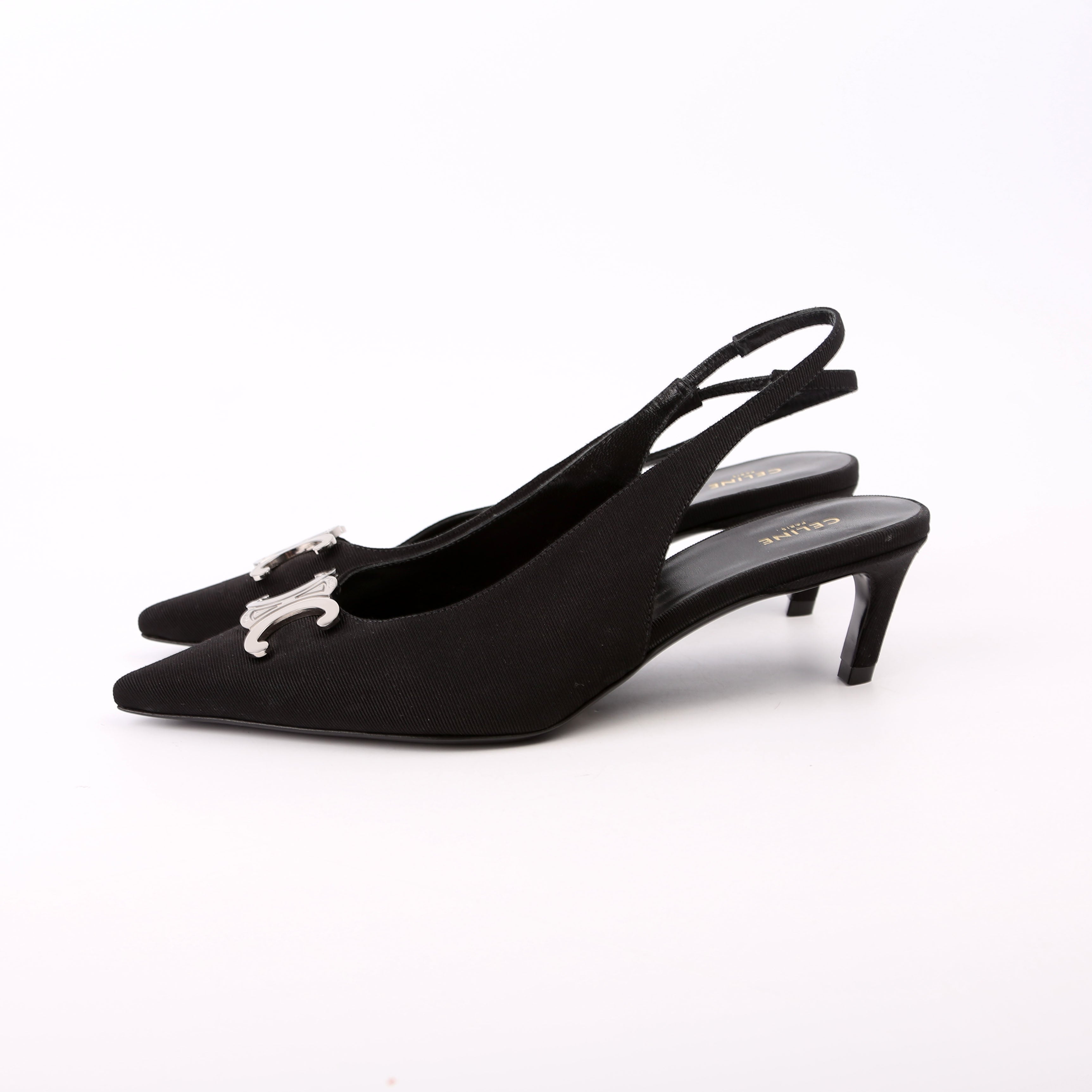 Triomphe Slingback Kitten Heels Size 36.5 Black