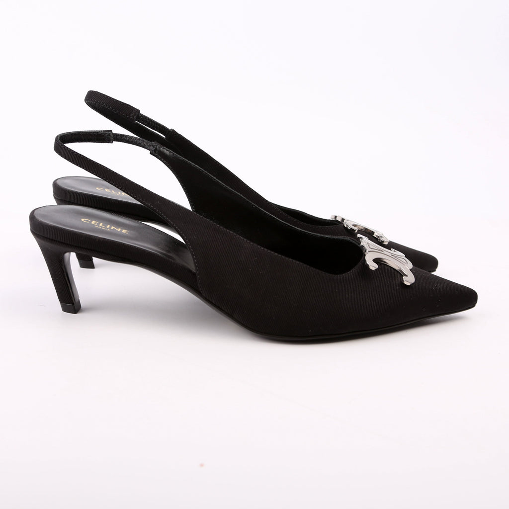 Triomphe Slingback Kitten Heels Size 36.5 Black