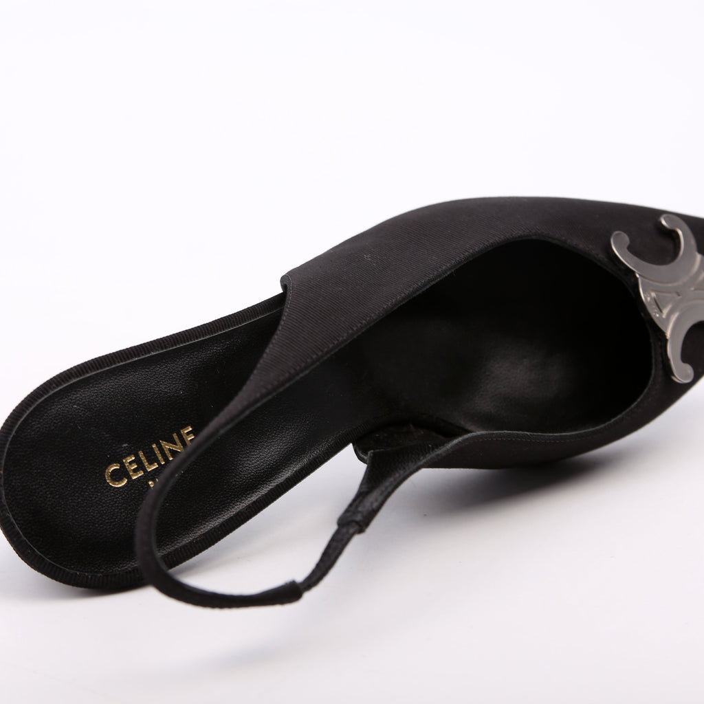 Triomphe Slingback Kitten Heels Size 36.5 Black