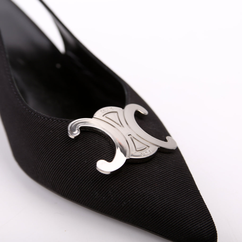 Triomphe Slingback Kitten Heels Size 36.5 Black