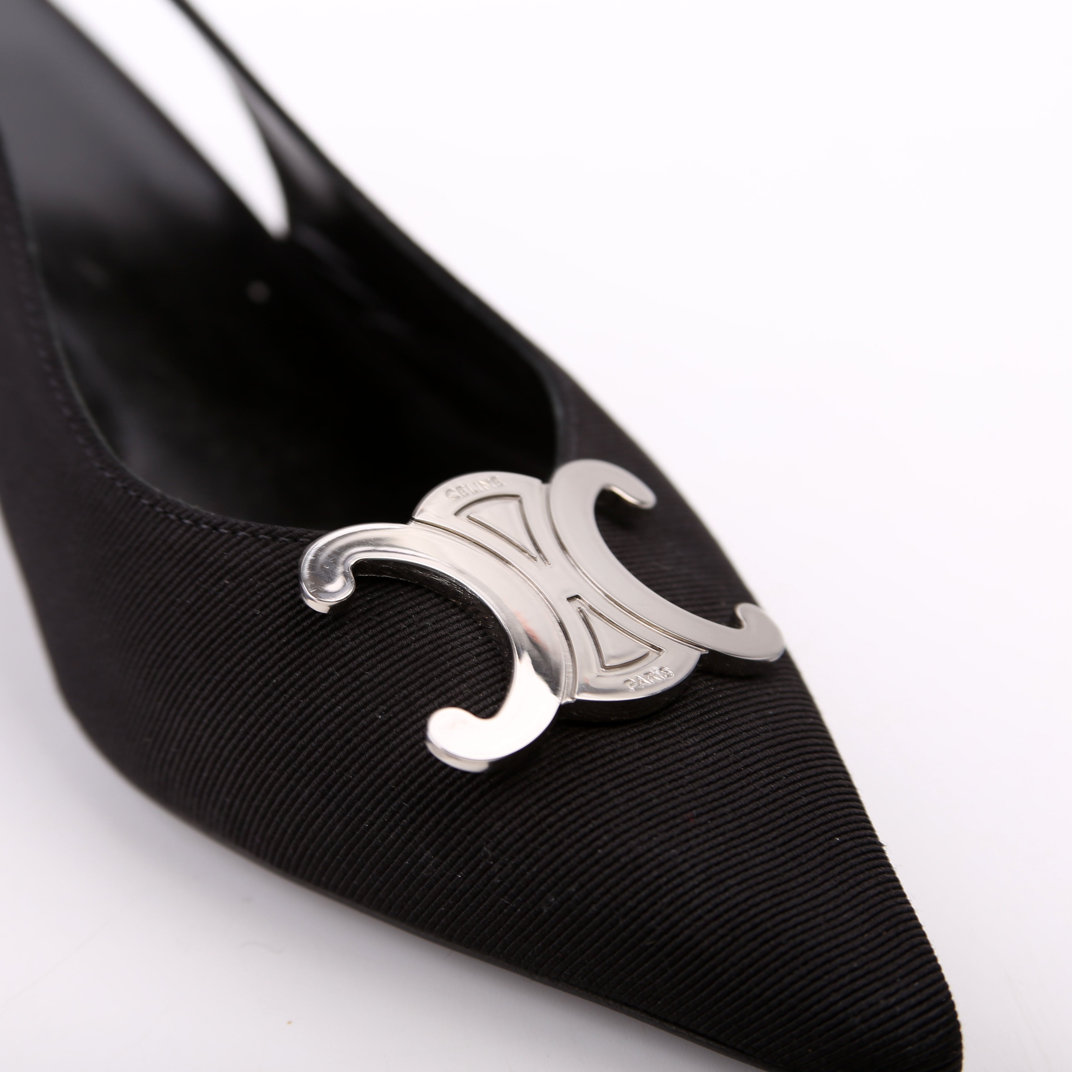 Triomphe Slingback Kitten Heels Size 36.5 Black