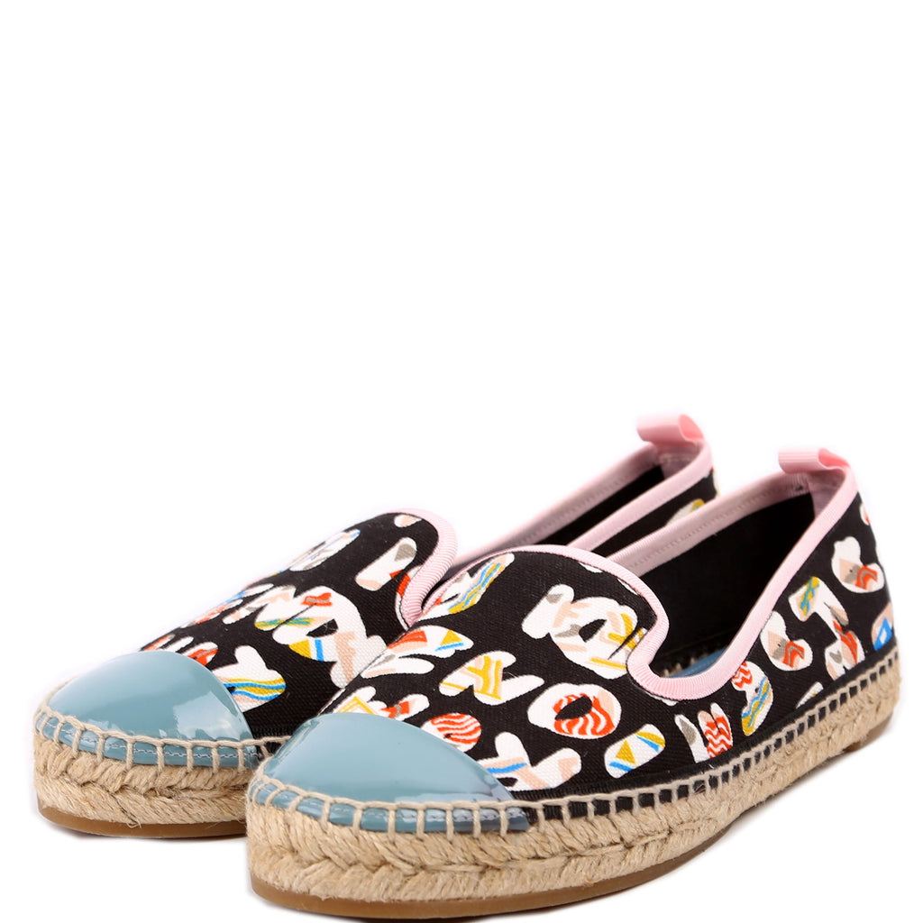 Fendi Roma Logo Canvas Espadrilles Size 36.5 Multicolor