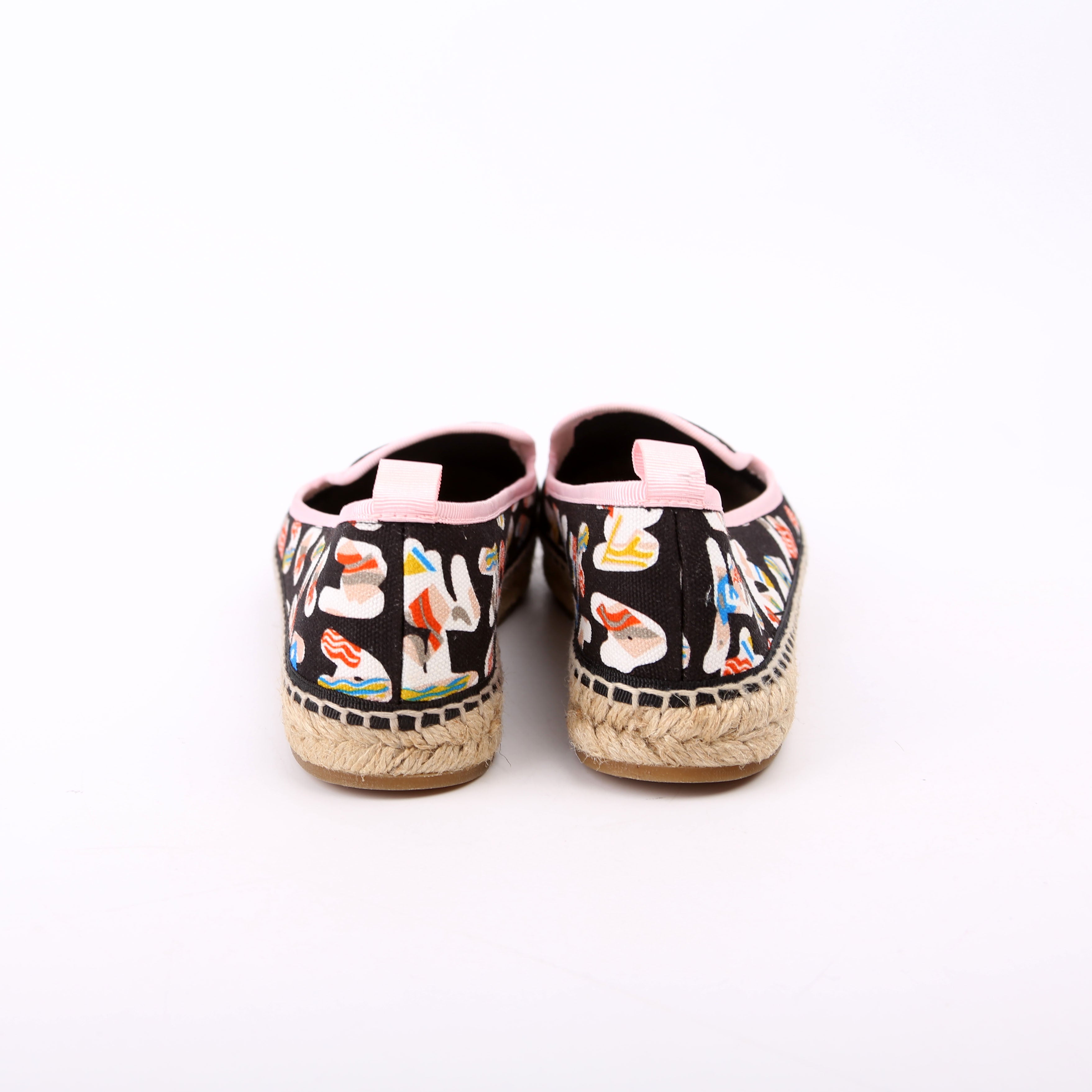 Fendi Roma Logo Canvas Espadrilles Size 36.5 Multicolor