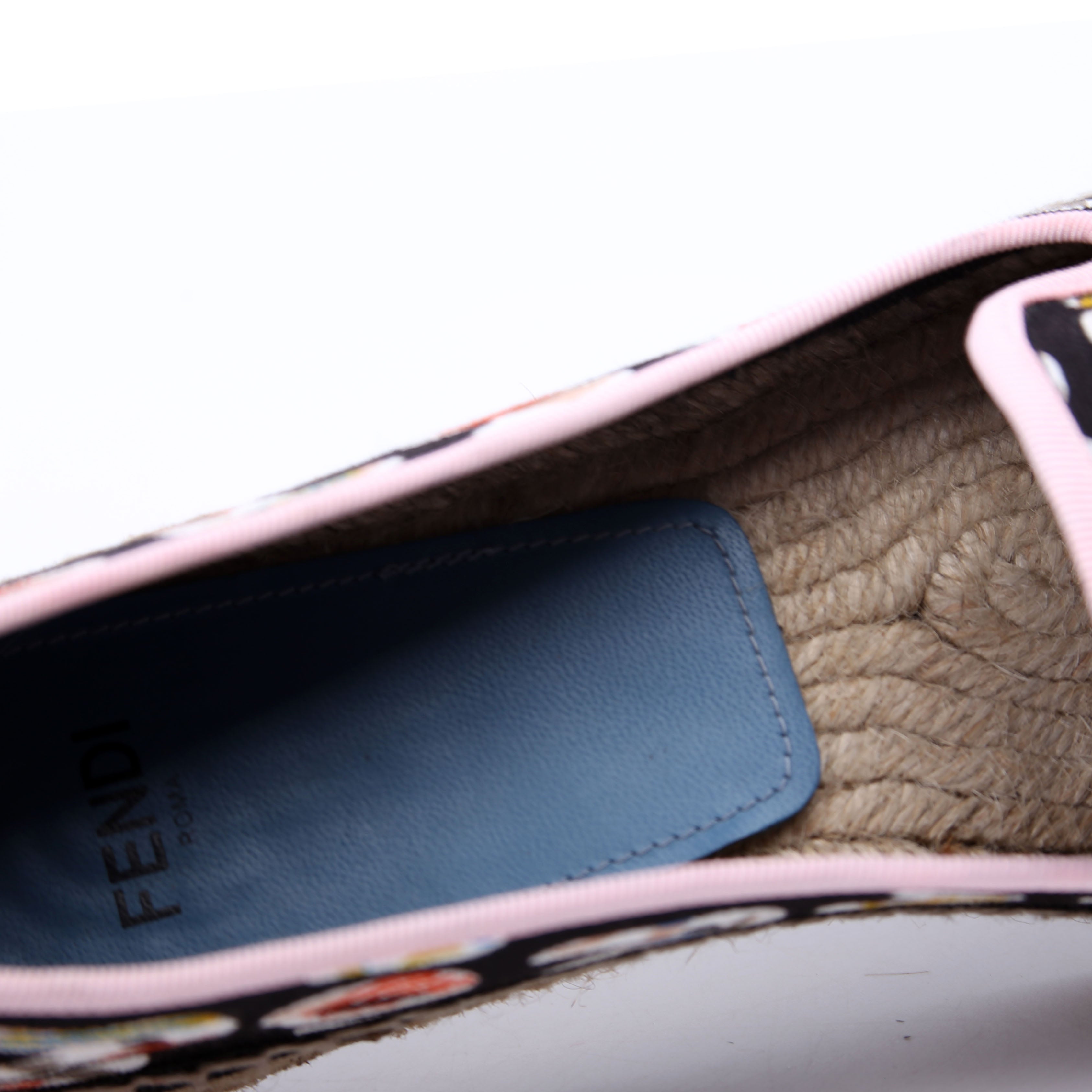Fendi Roma Logo Canvas Espadrilles Size 36.5 Multicolor